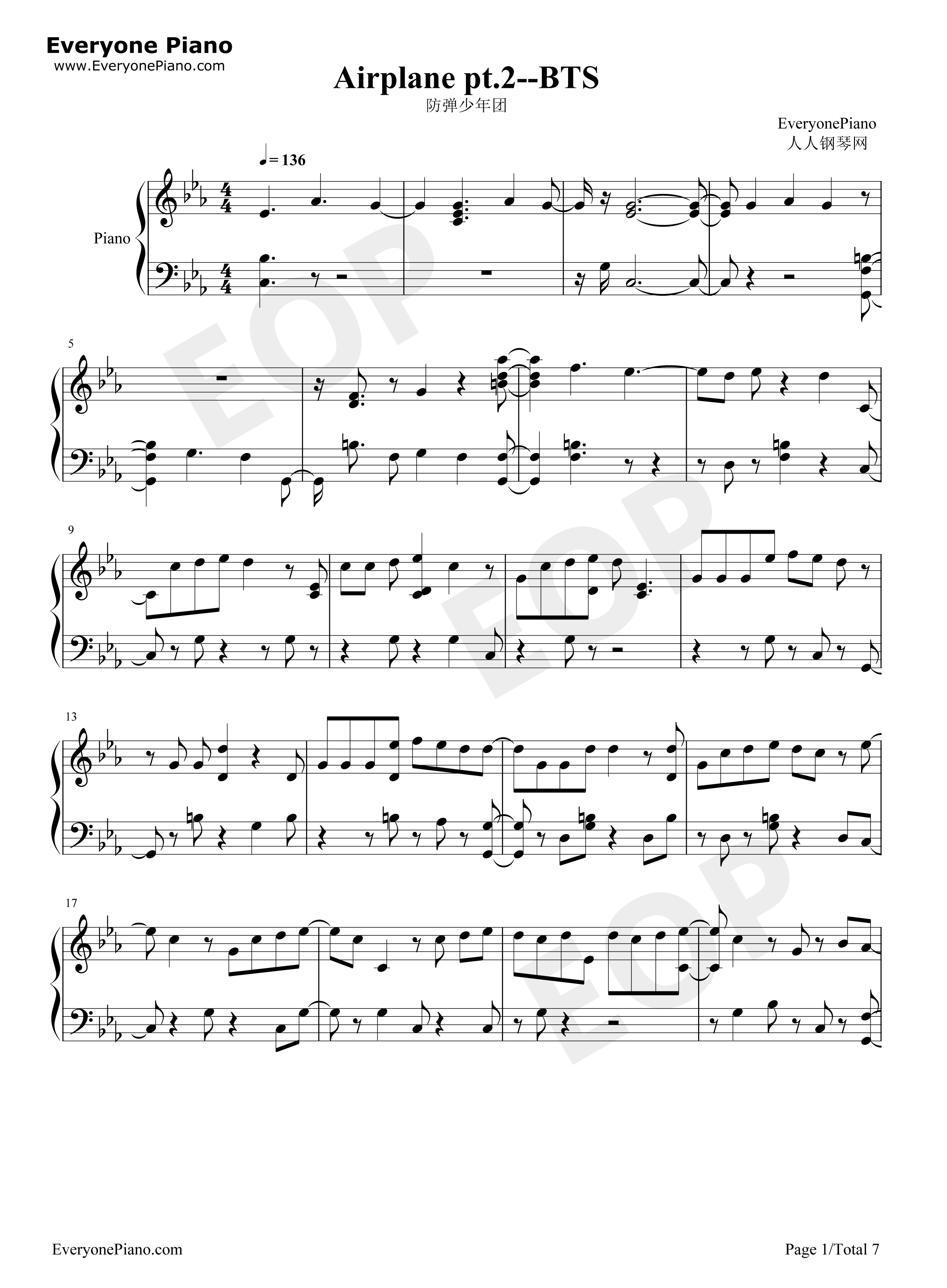 Airplane_pt._2钢琴谱_防弹少年团