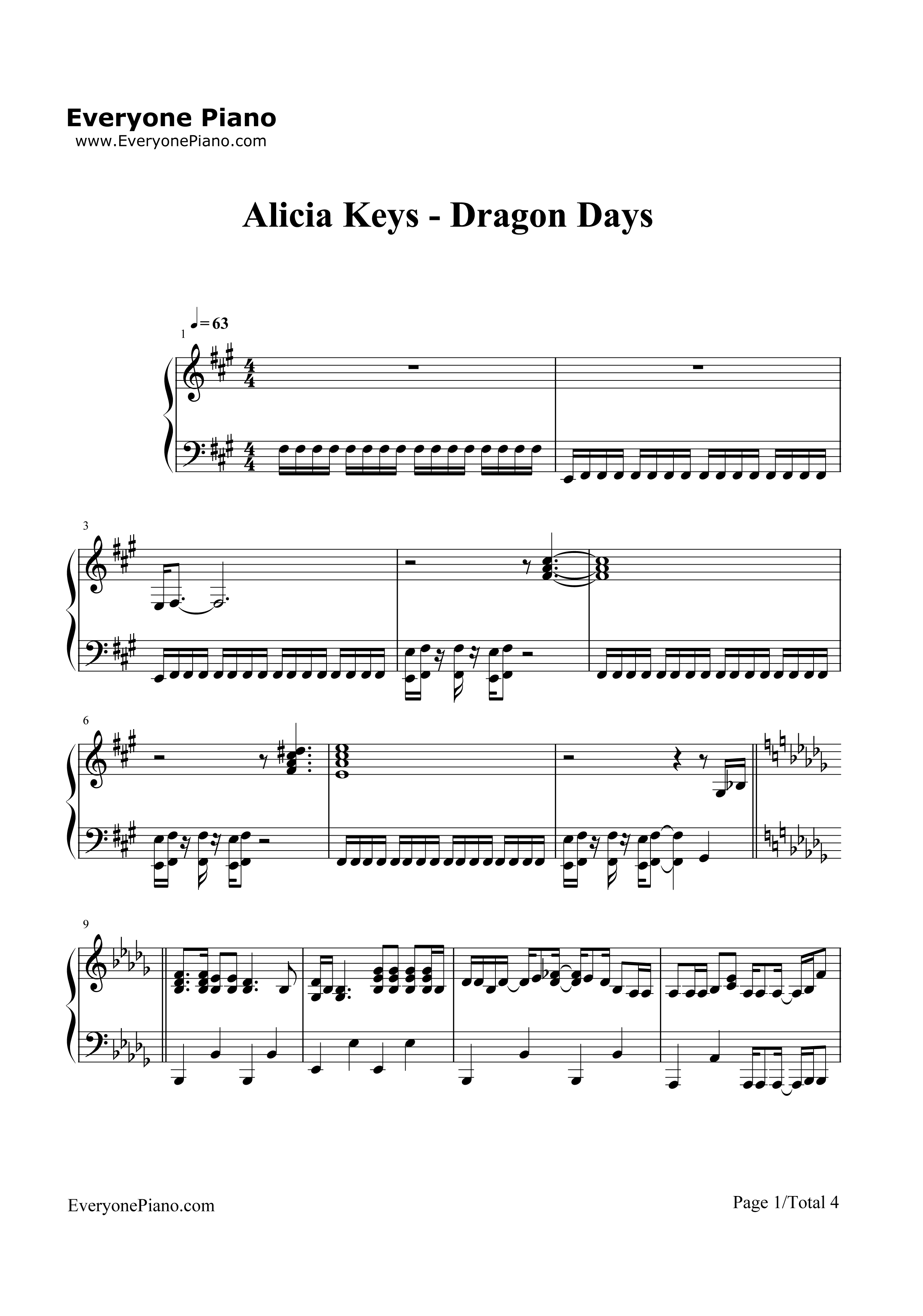 Dragon_Days钢琴谱_Alicia_Keys