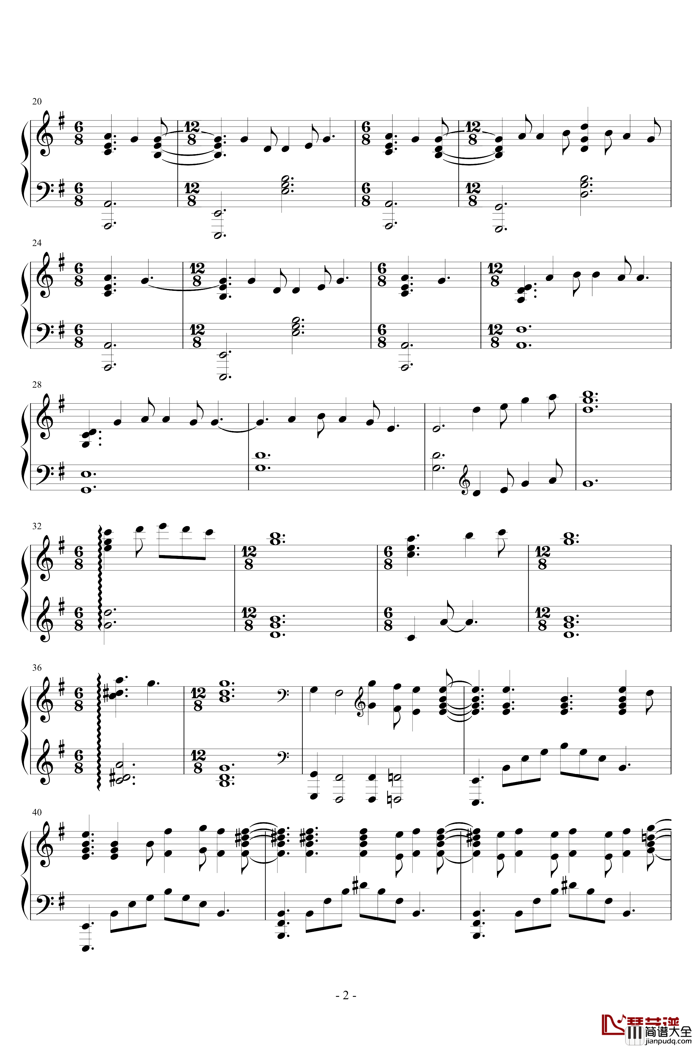 河边的心事钢琴谱_世界名曲