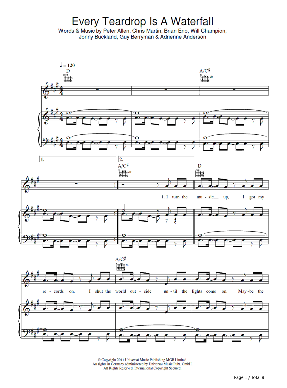 Every_Teardrop_Is_a_Waterfall钢琴谱_Coldplay