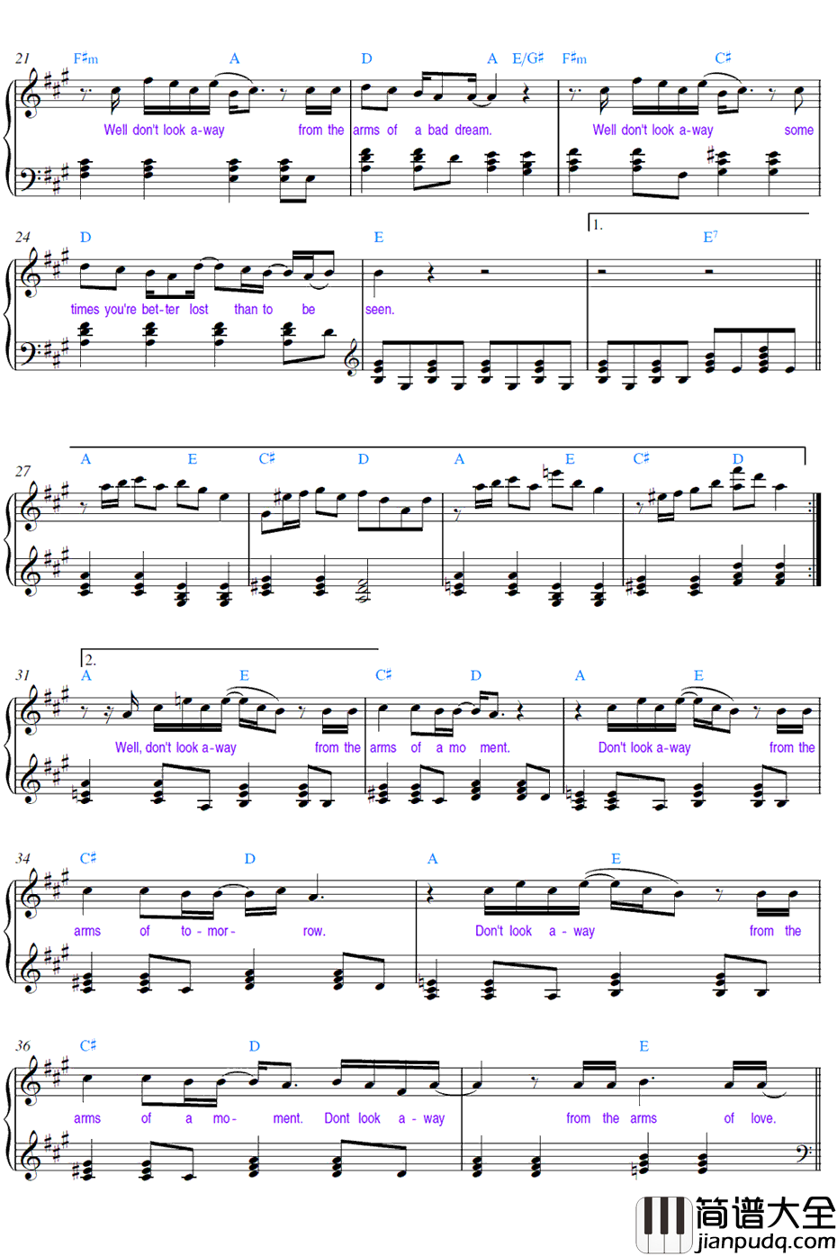 The_Forgotten钢琴谱_GreenDay_暮光之城4破晓下主题曲