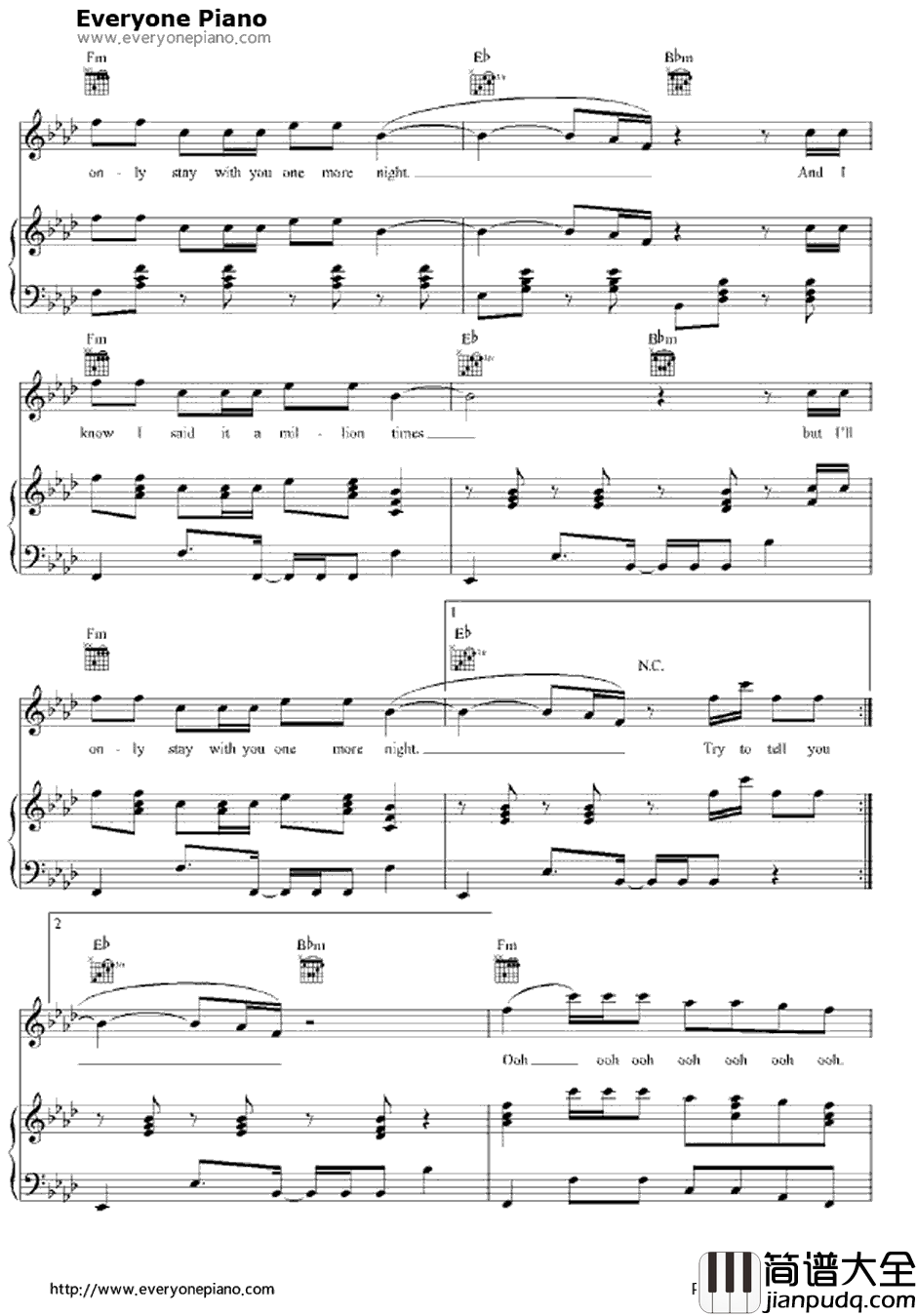 One_More_Night钢琴谱_Maroon5