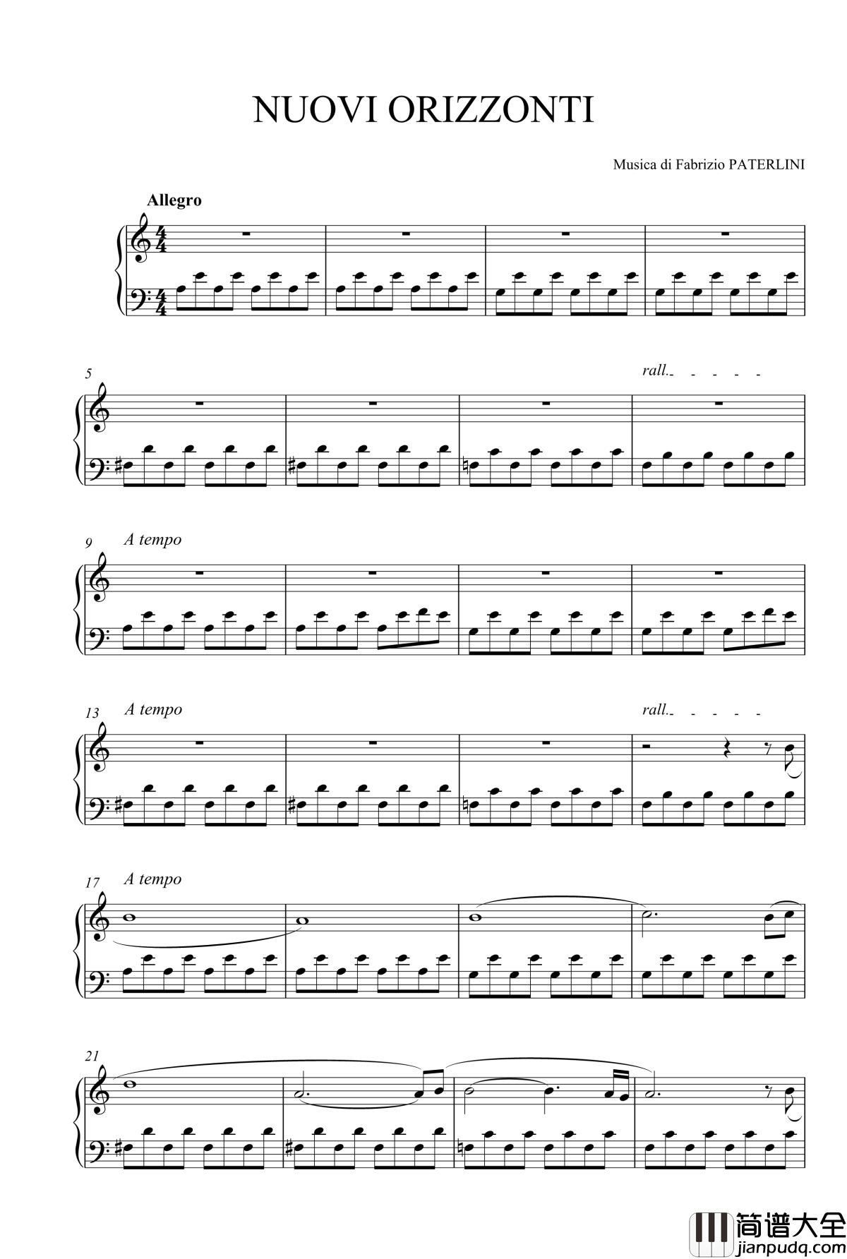 Nuovi_Orizzonti钢琴谱_Fabrizio_Paterlini