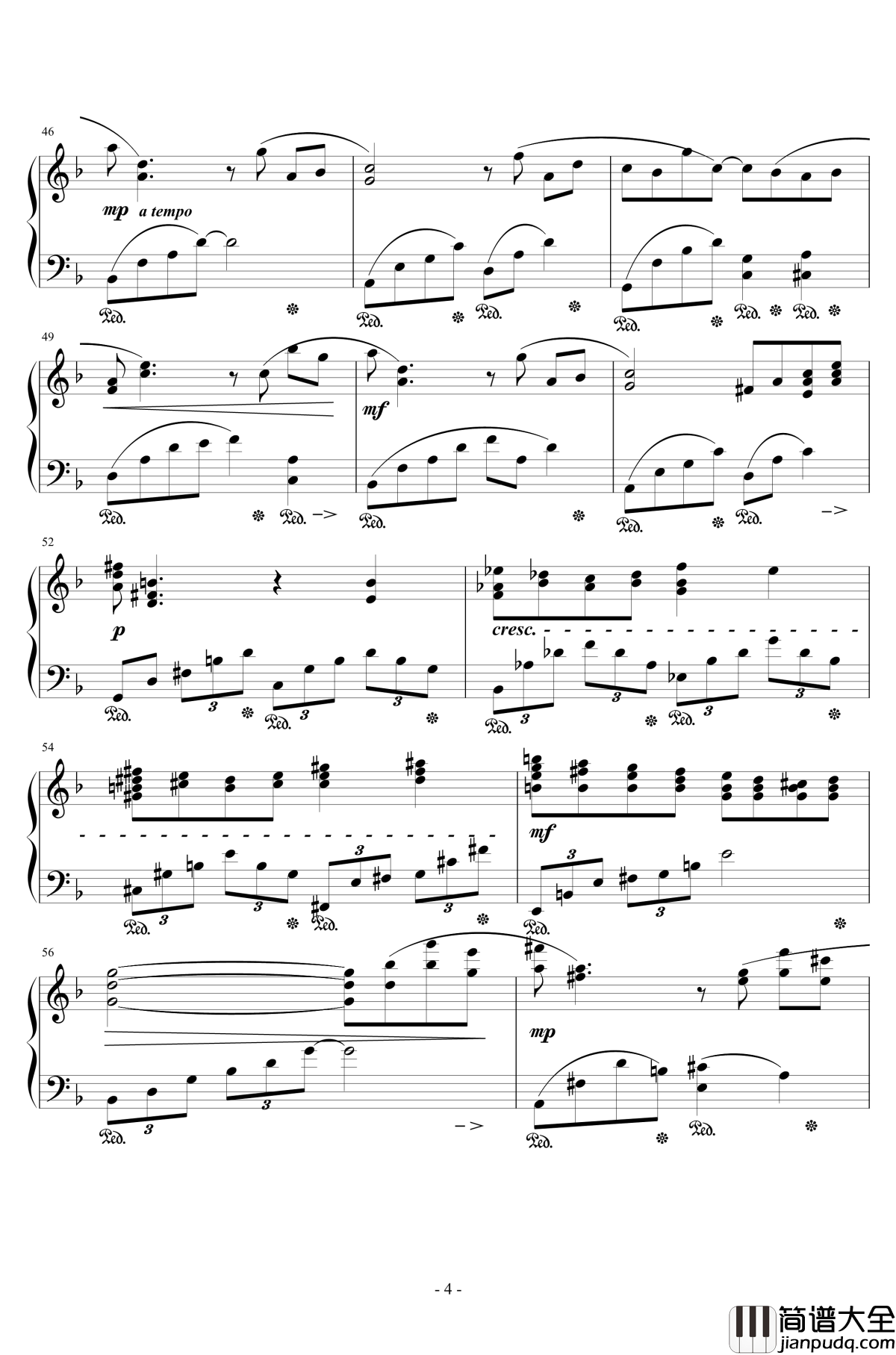 最终幻想7蒂法主题曲钢琴谱_ティファのテーマ_植松伸夫