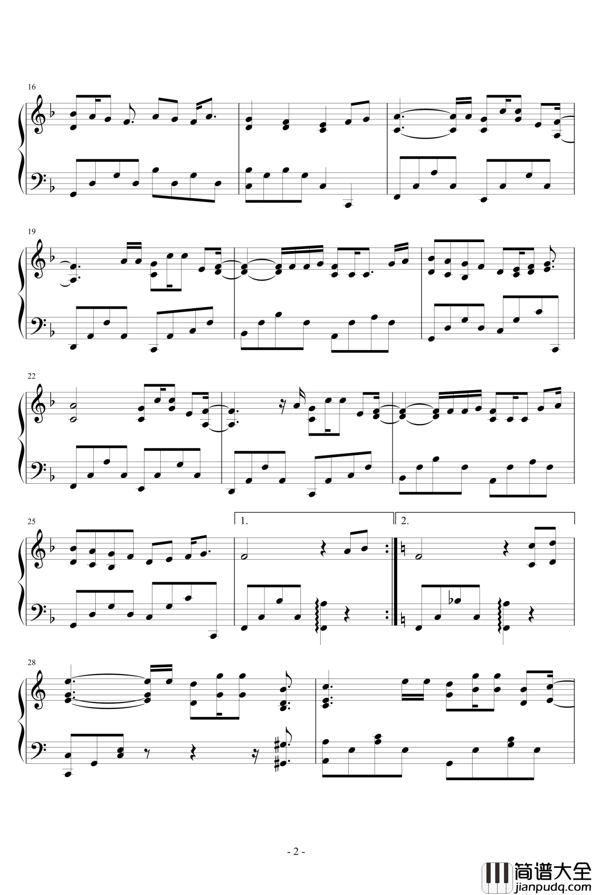 爱因为在心中钢琴谱_可作背景音乐_泽大大