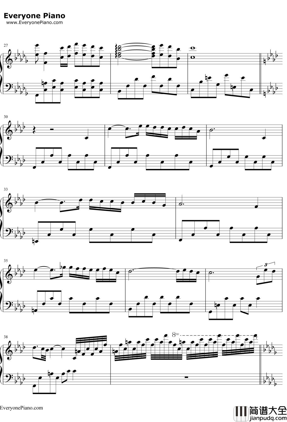 秋日私语钢琴谱_理查德·克莱德曼RichardClayderman_ACommeAmour
