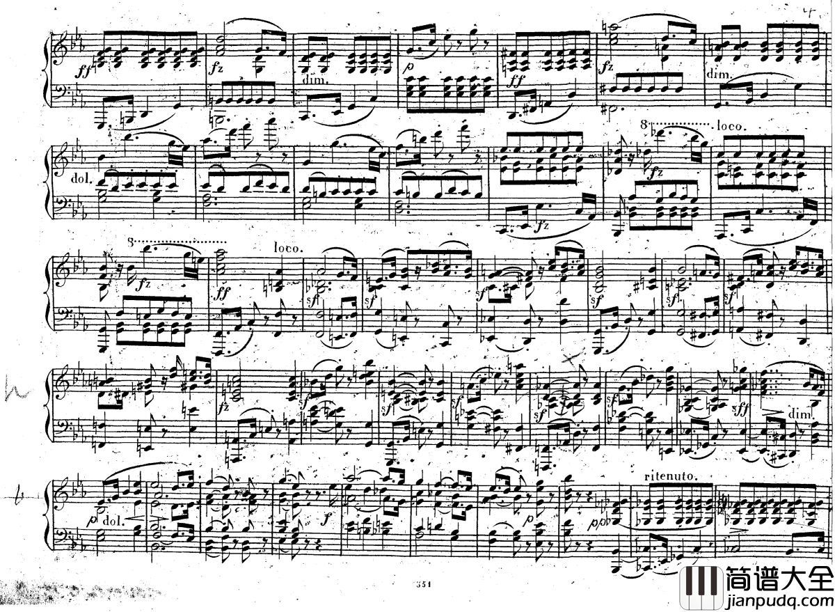 降E大调第八钢琴奏鸣曲_Op.144钢琴谱_车尔尼_Czerny