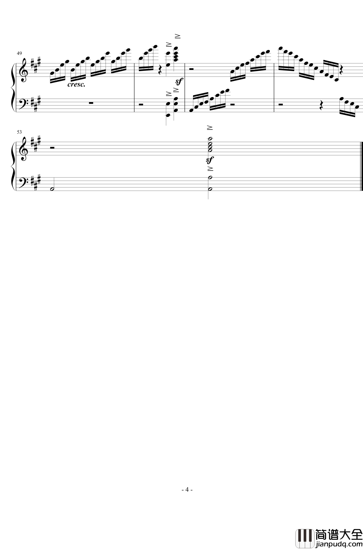 长江之歌钢琴谱_A大调版_中国名曲