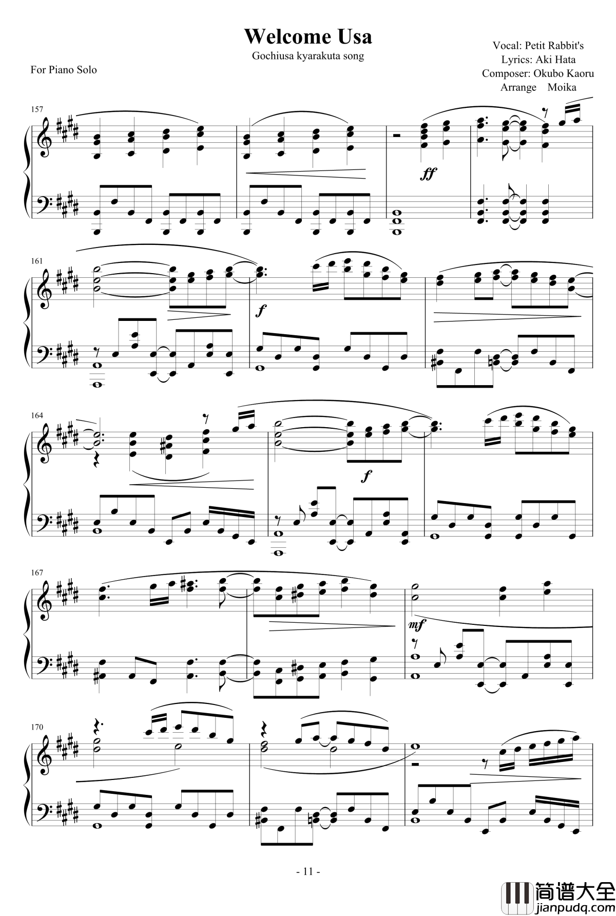 请问您今天要来点兔子吗钢琴谱_Welcome_うさ!_全员合唱曲