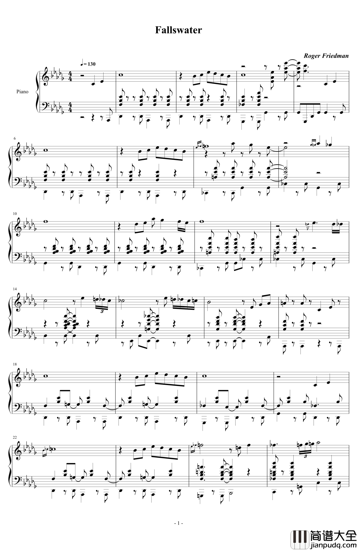 Fallswater_钢琴谱_Roger_Friedman