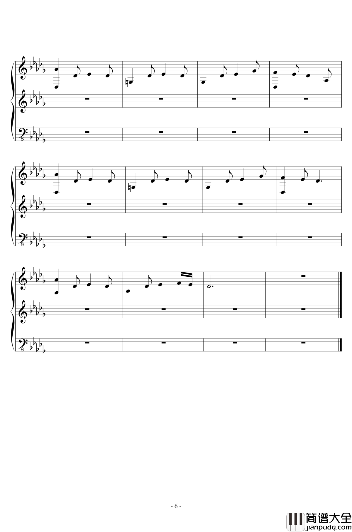 Fallen_Down钢琴谱_Reprise_undertale