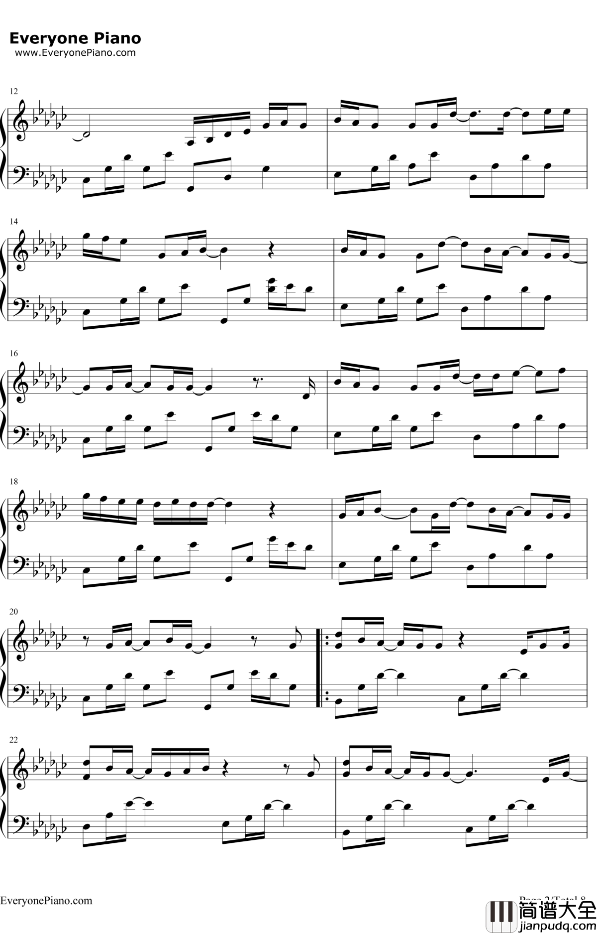 なんでもないや钢琴谱_RADWIMPS_电影_你的名字_片尾曲