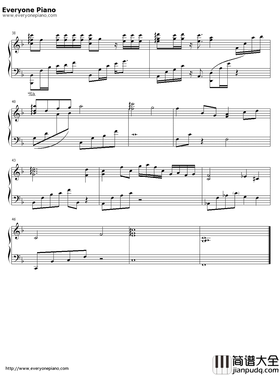 一个人想着一个人钢琴谱_曾沛慈_终极一班2片尾曲