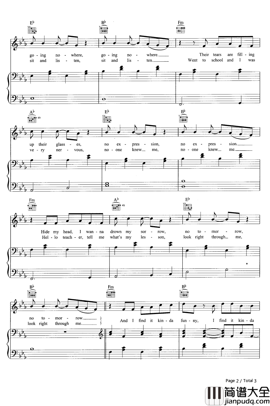 MadWorld钢琴谱_GaryJules