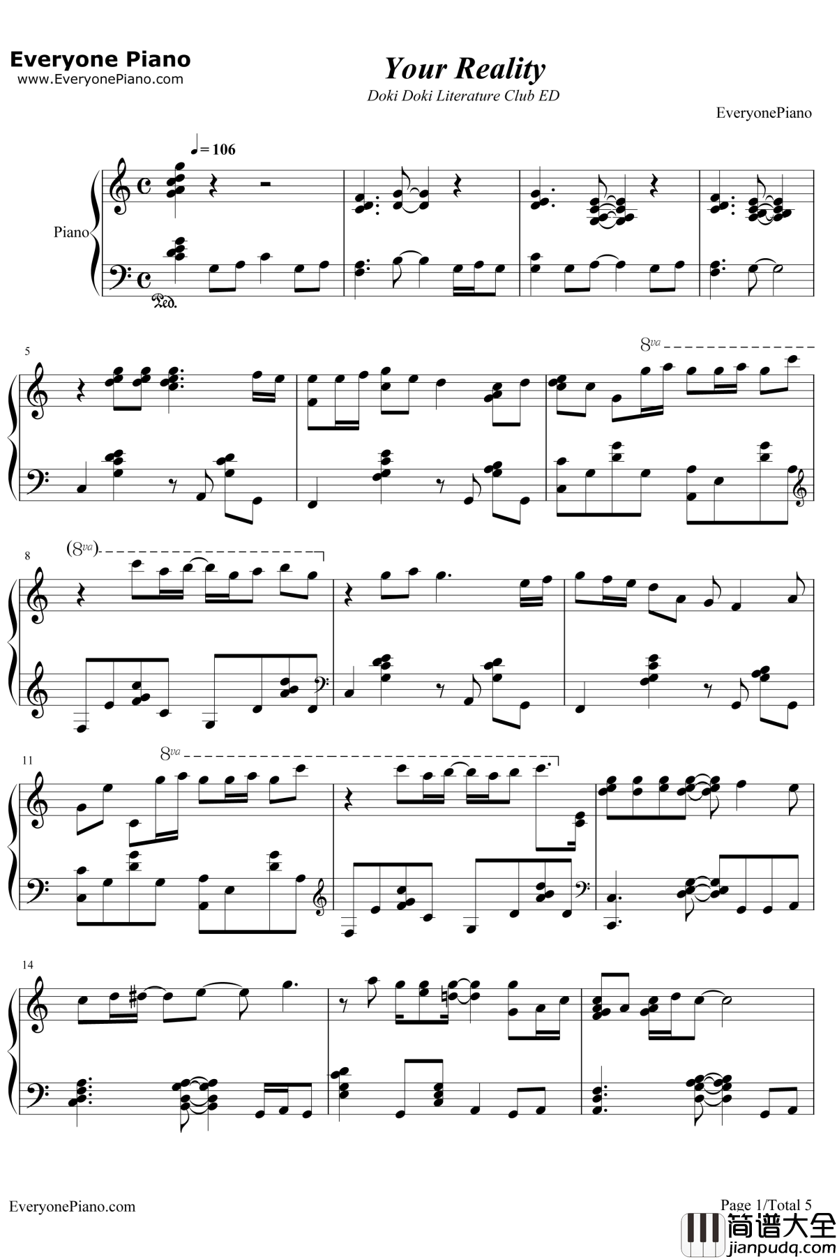 Your_Reality钢琴谱_Jillian_Ashcraft