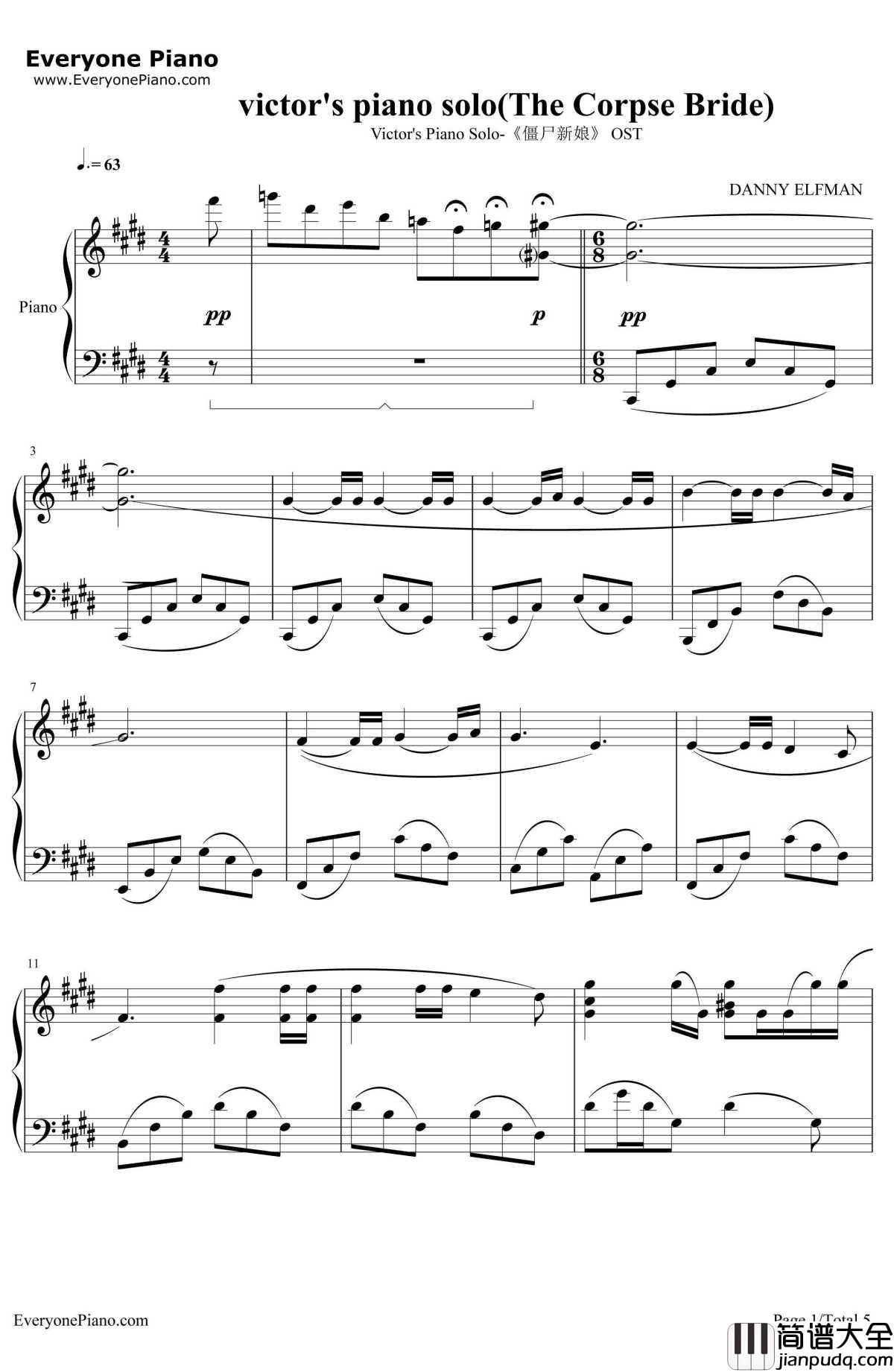 Victor'sPianoSolo钢琴谱_DannyElfman__僵尸新娘_OST