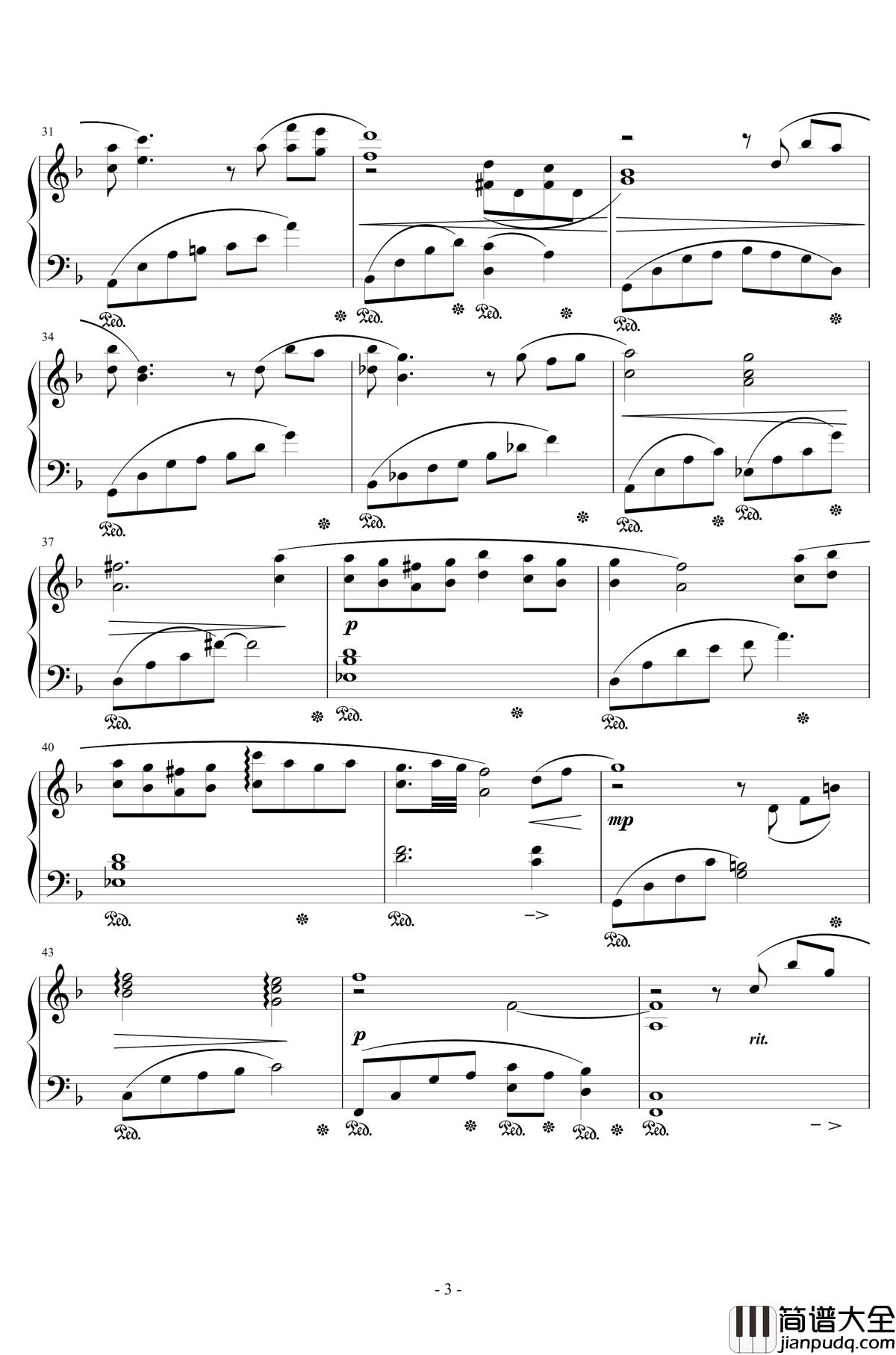 最终幻想7蒂法主题曲钢琴谱_ティファのテーマ_植松伸夫