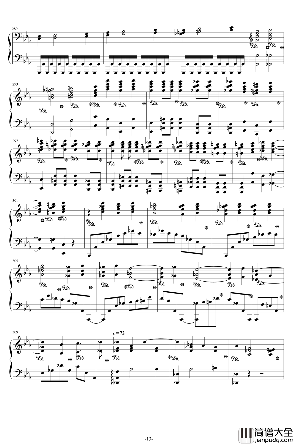 第二钢琴协奏曲钢琴谱_第三乐章独奏版_c小调_拉赫马尼若夫