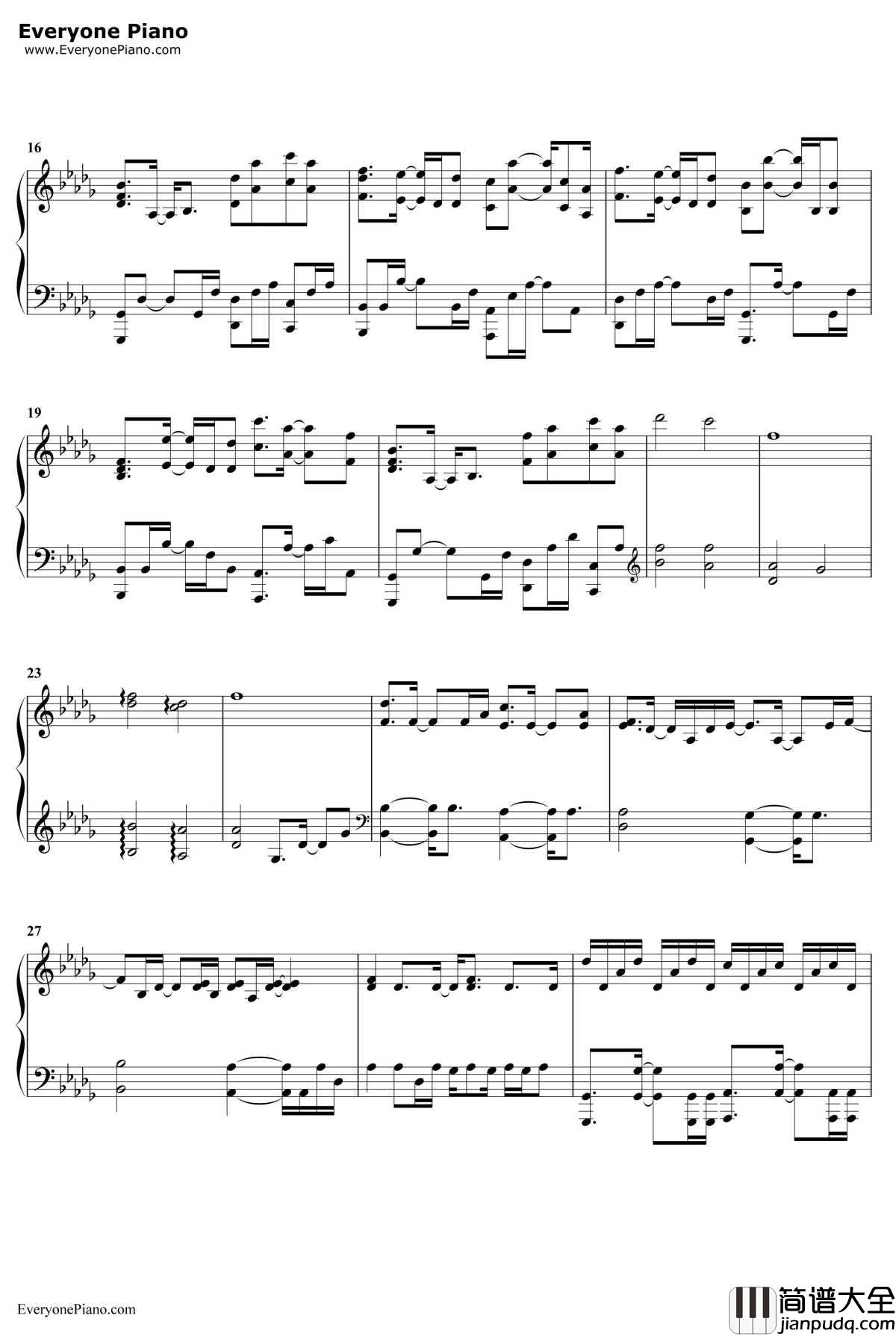 Stitches钢琴谱_SamTsui