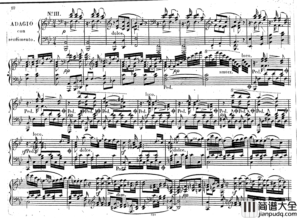 降E大调第八钢琴奏鸣曲_Op.144钢琴谱_车尔尼_Czerny
