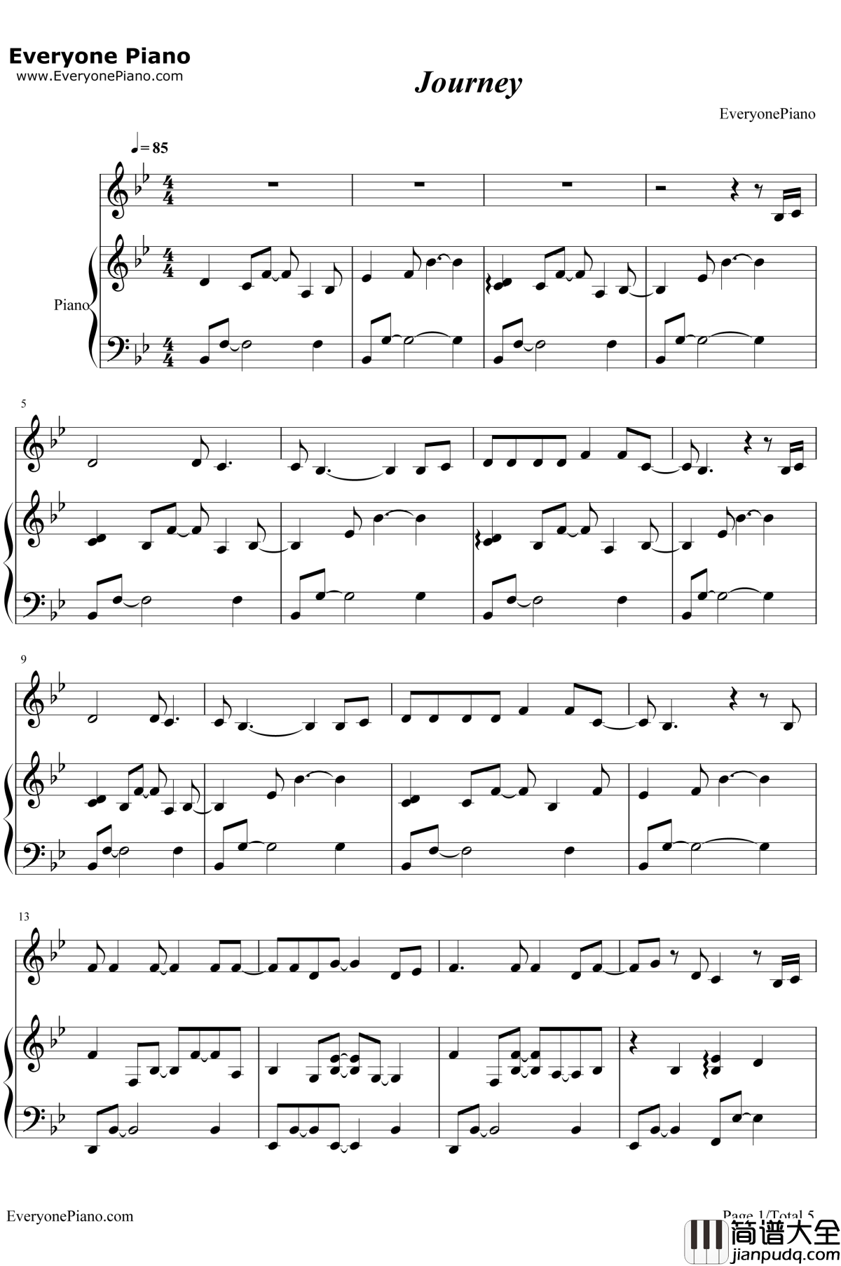 Journey钢琴谱_张韶涵