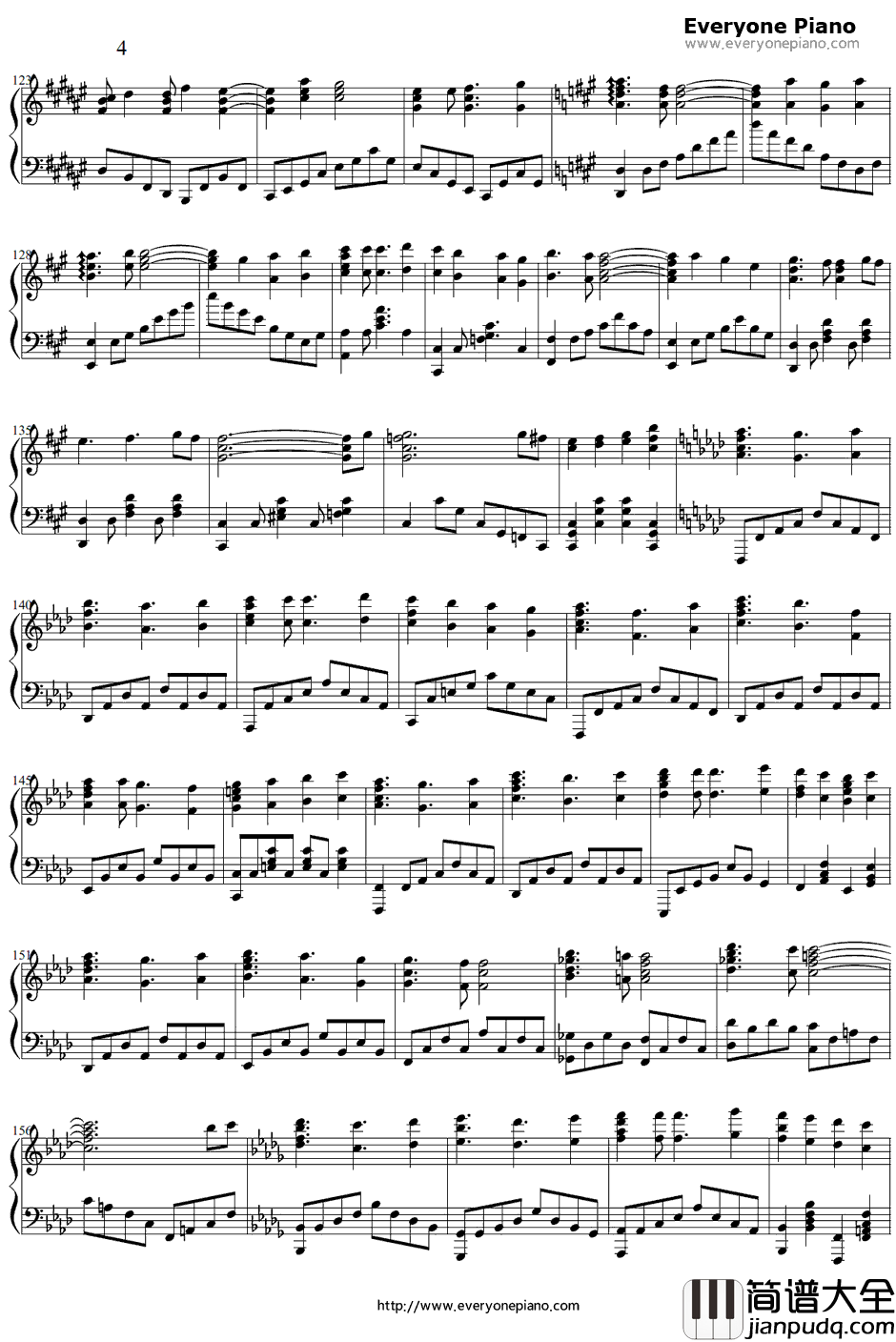 Believe钢琴谱_Kalafina_Fate/staynight第二作ED