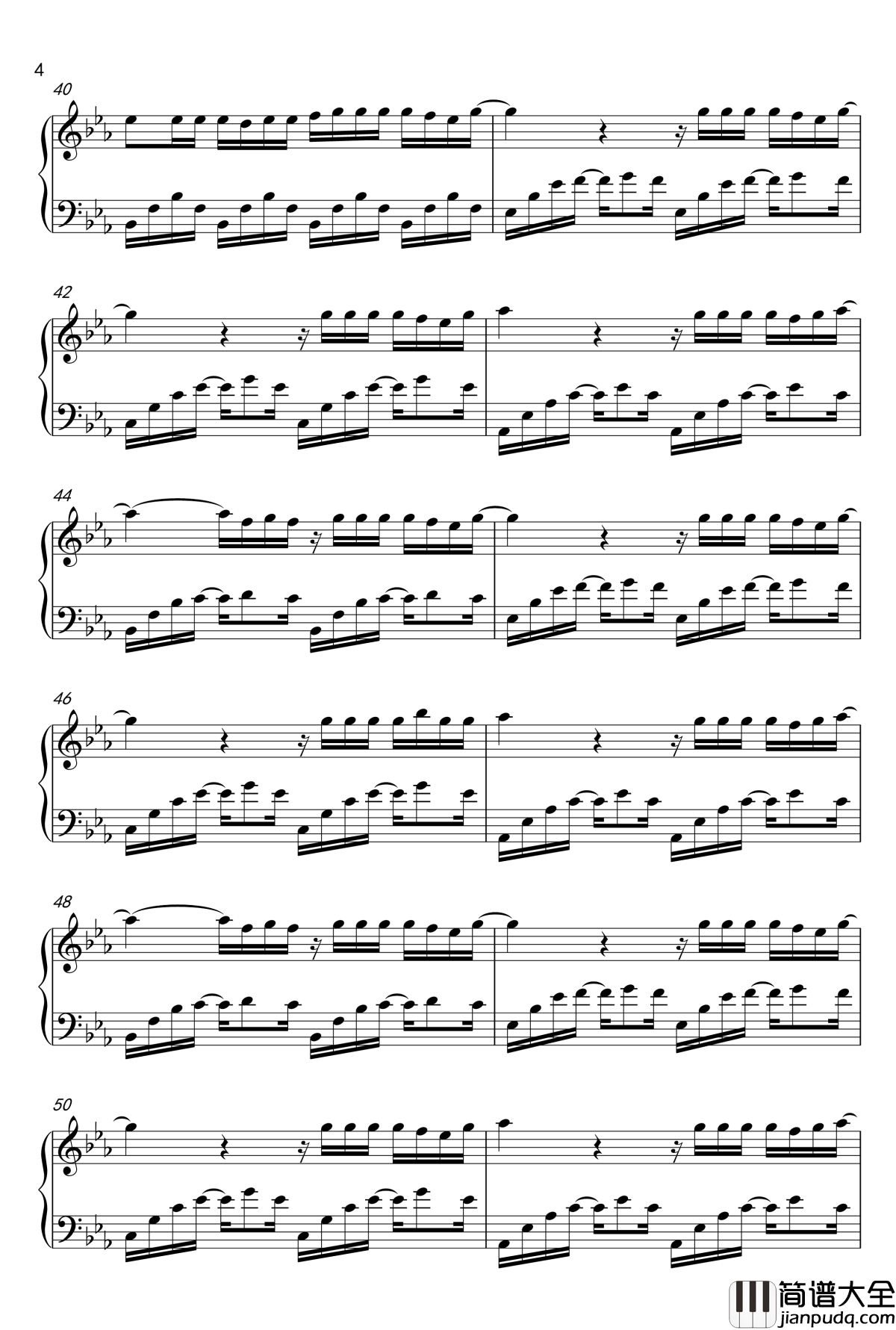 遇见你钢琴谱_因为遇见你插曲
