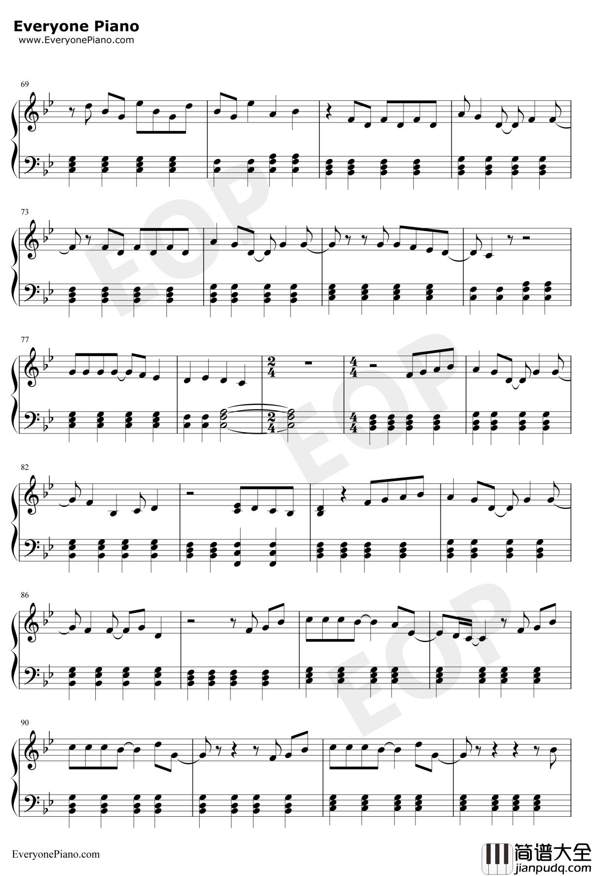 Way_Back_Into_Love钢琴谱_Haley_Bennett_Hugh_Grant_电影K歌情人插曲