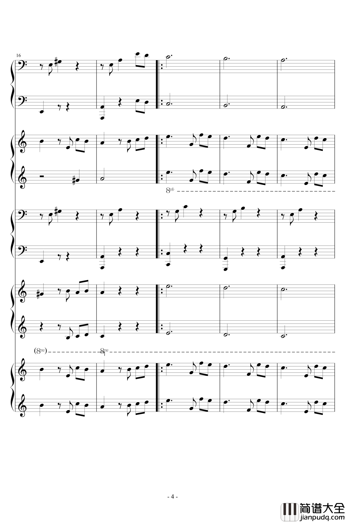 献给爱丽丝钢琴谱_合奏版_贝多芬_beethoven