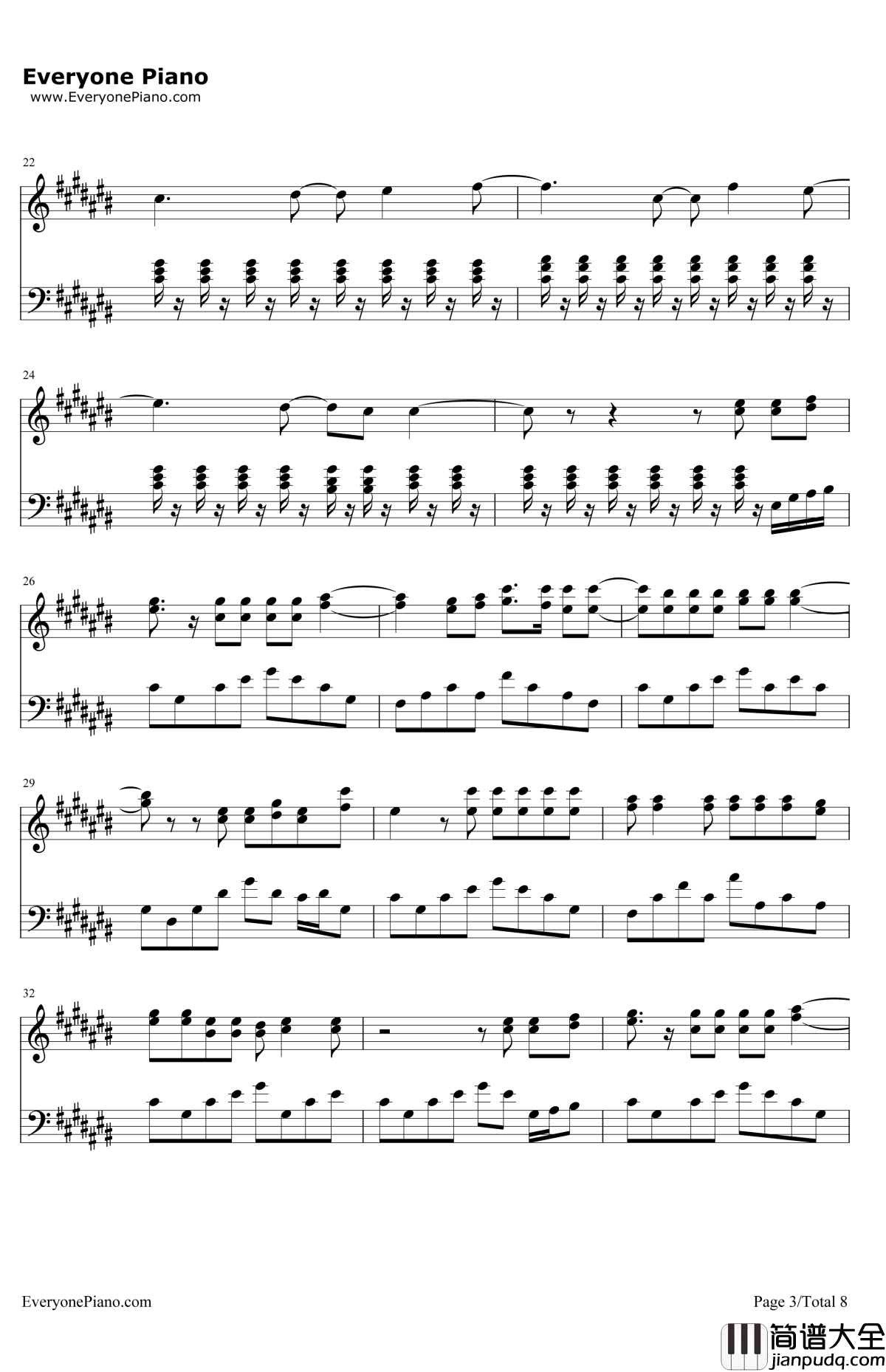TryEverything钢琴谱_Shakira_疯狂动物城主题曲