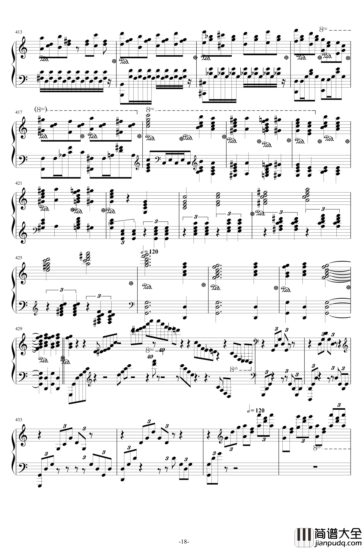 第二钢琴协奏曲钢琴谱_第三乐章独奏版_c小调_拉赫马尼若夫
