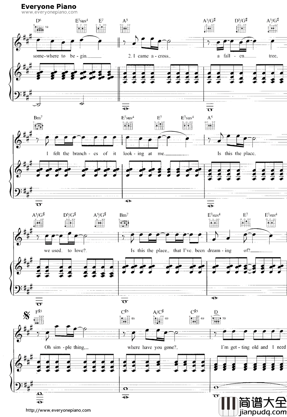 Some_where_Only_We_Know钢琴谱_Keane