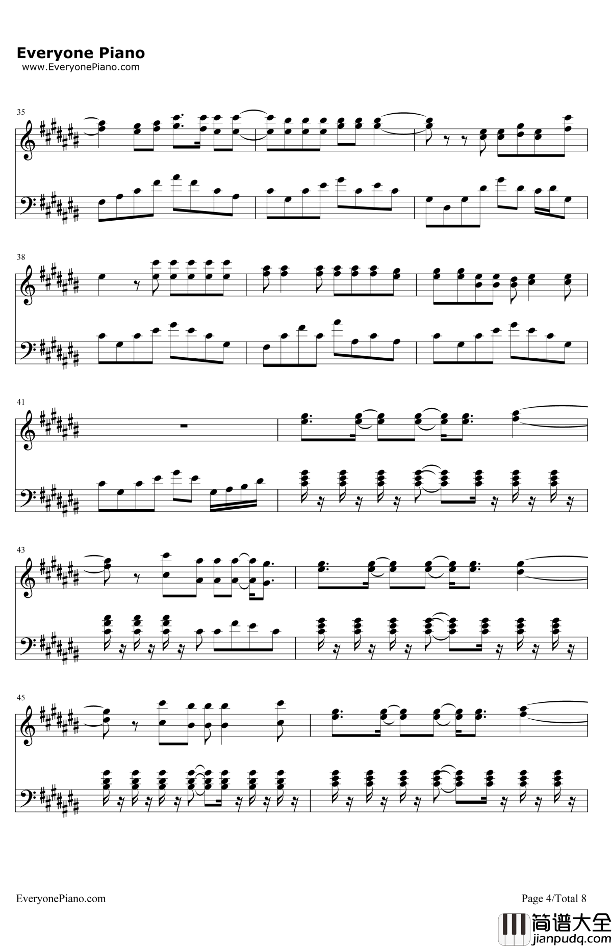 TryEverything钢琴谱_Shakira_疯狂动物城主题曲