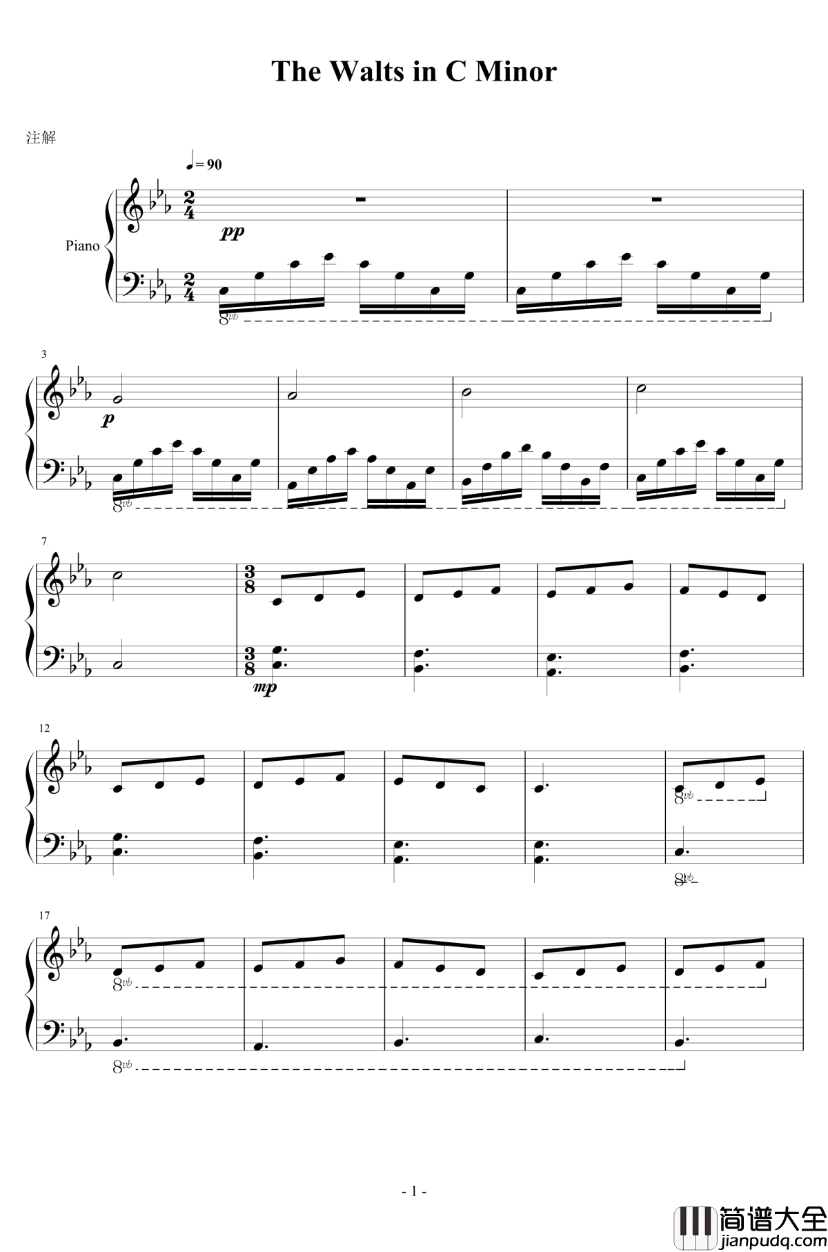 C小调圆舞曲钢琴谱_此人不需要昵称