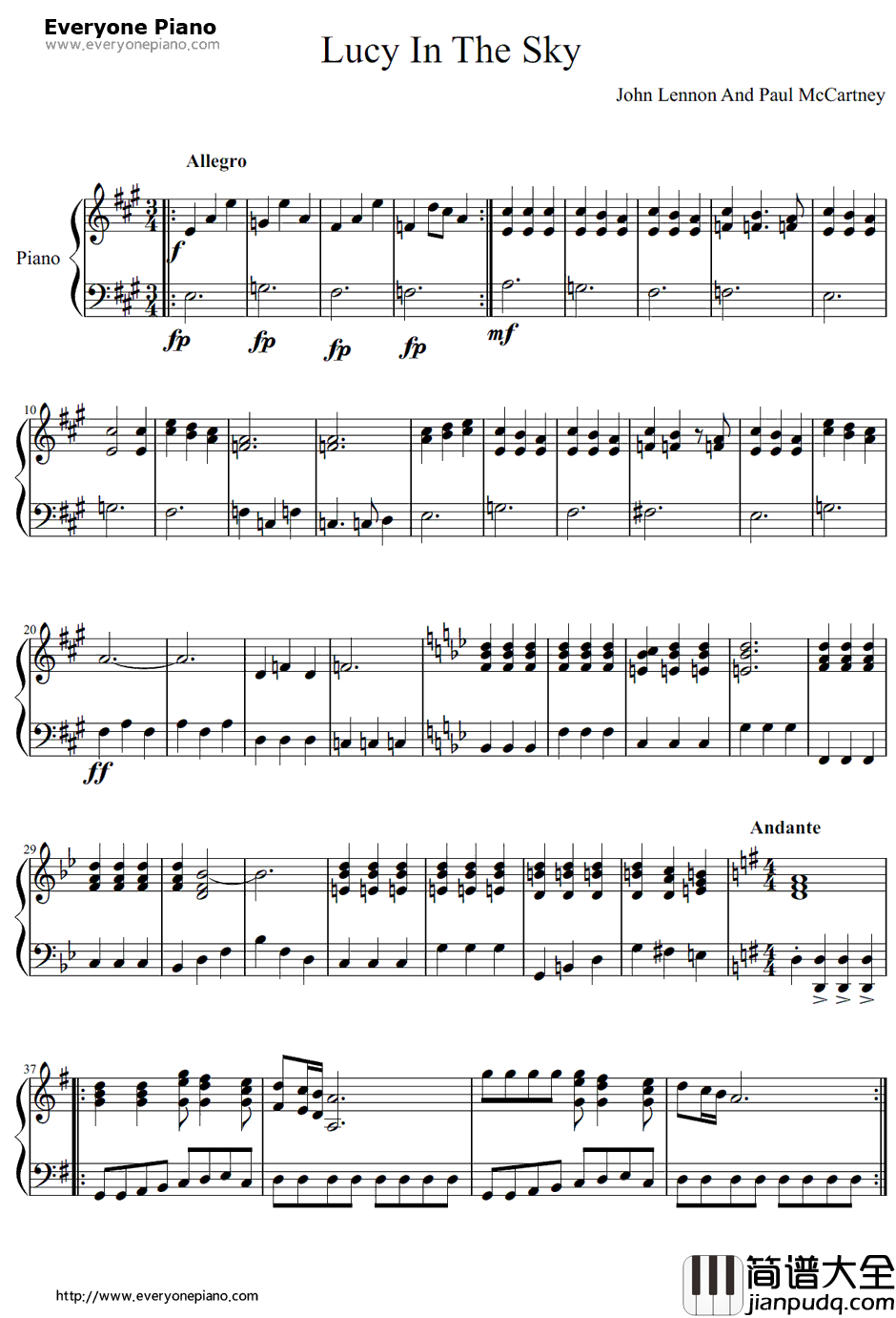 Lucyin_the_Sky_with_Diamonds钢琴谱_TheBeatles