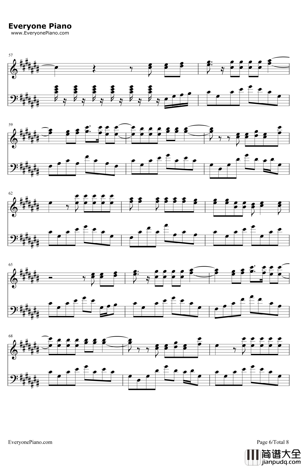 TryEverything钢琴谱_Shakira_疯狂动物城主题曲
