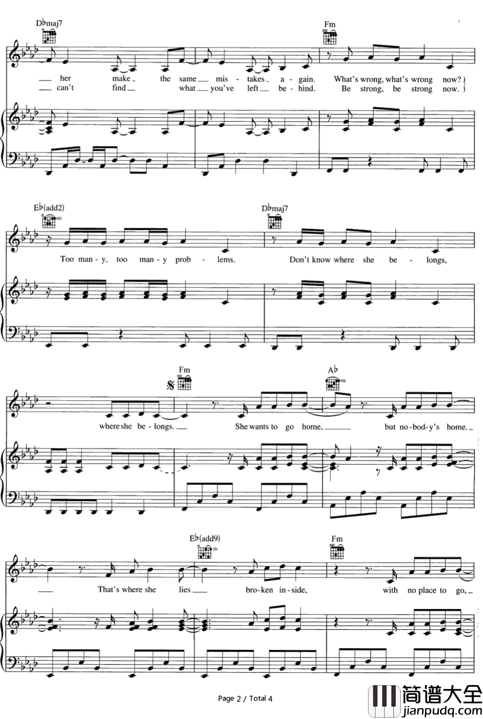 Nobodys_Home钢琴谱_Avril_Lavigne
