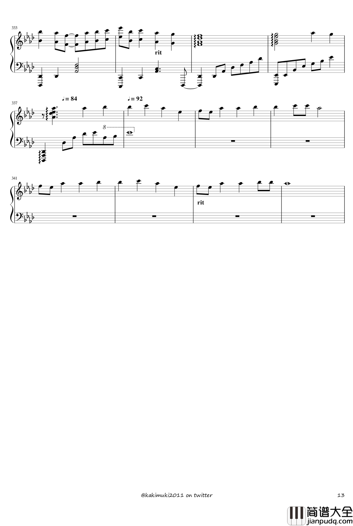 72首动漫名曲连弹钢琴谱_part_3_触手猴