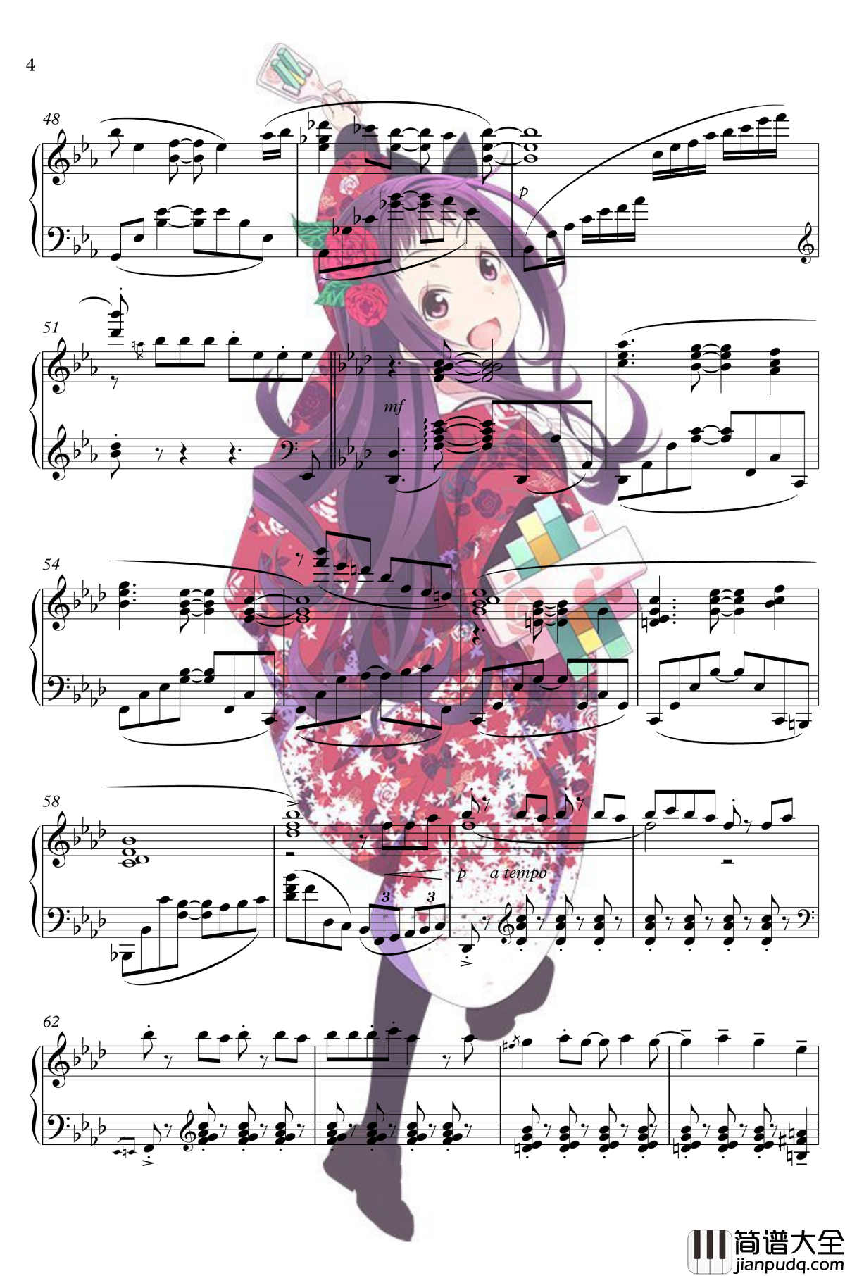 花舞少女OP钢琴谱_花ハ踊レヤいろはにほ