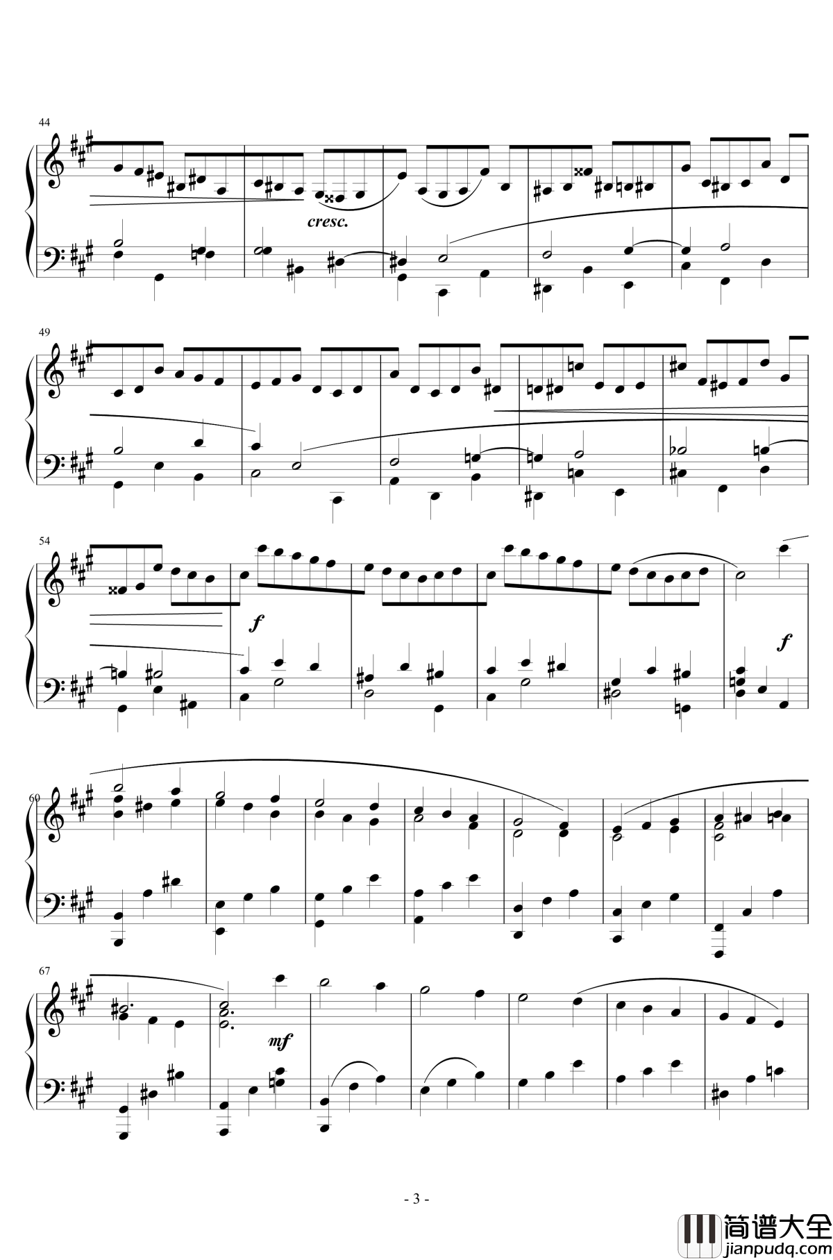 第三乐章钢琴谱_A大调奏鸣曲_清代皇帝