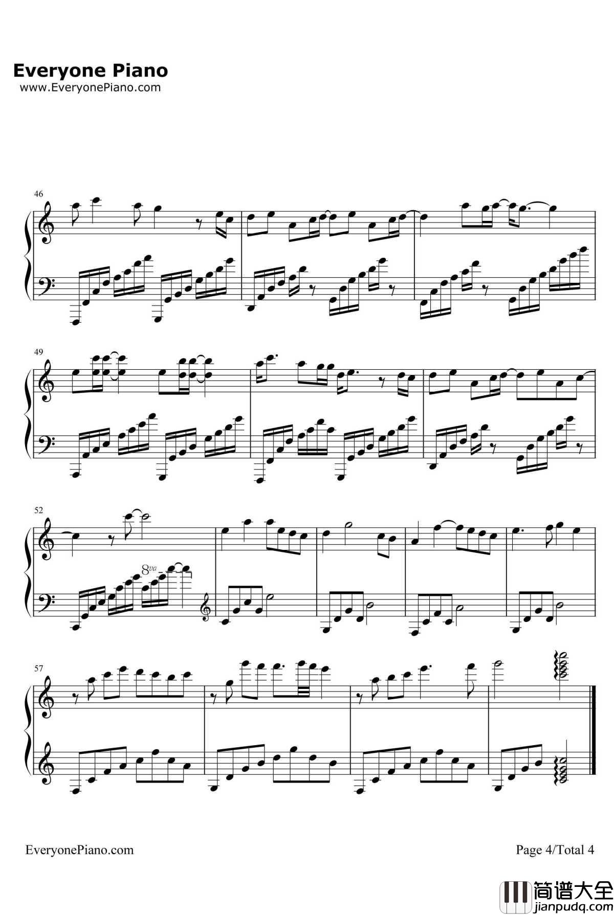 夙念钢琴谱_郁可唯_大唐荣耀插曲
