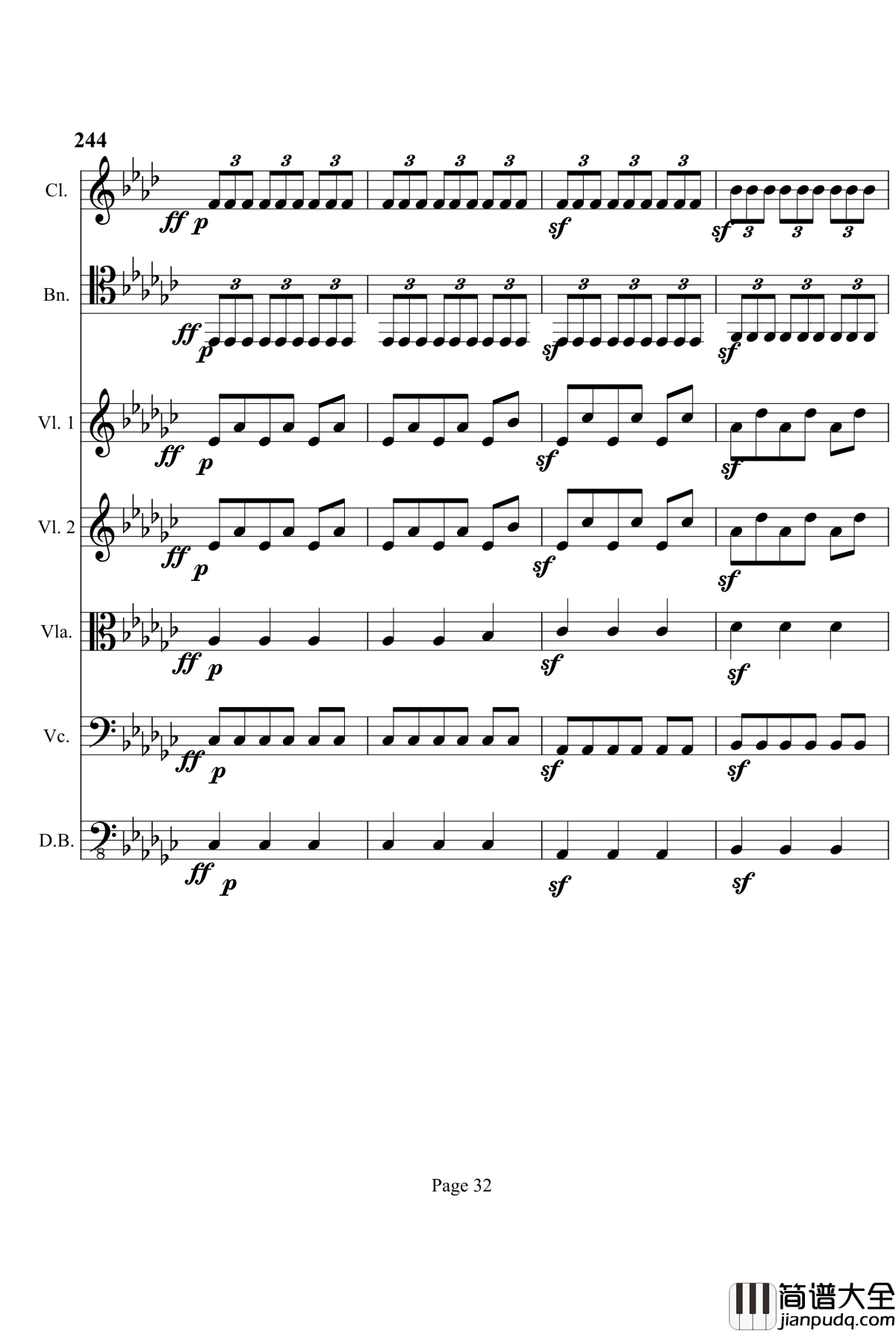 奏鸣曲之交响钢琴谱_第4首_Ⅲ_贝多芬_beethoven