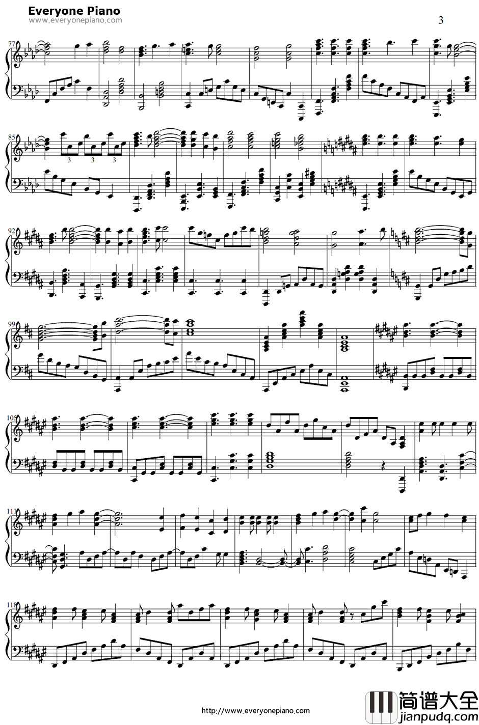 Believe钢琴谱_Kalafina_Fate/staynight第二作ED