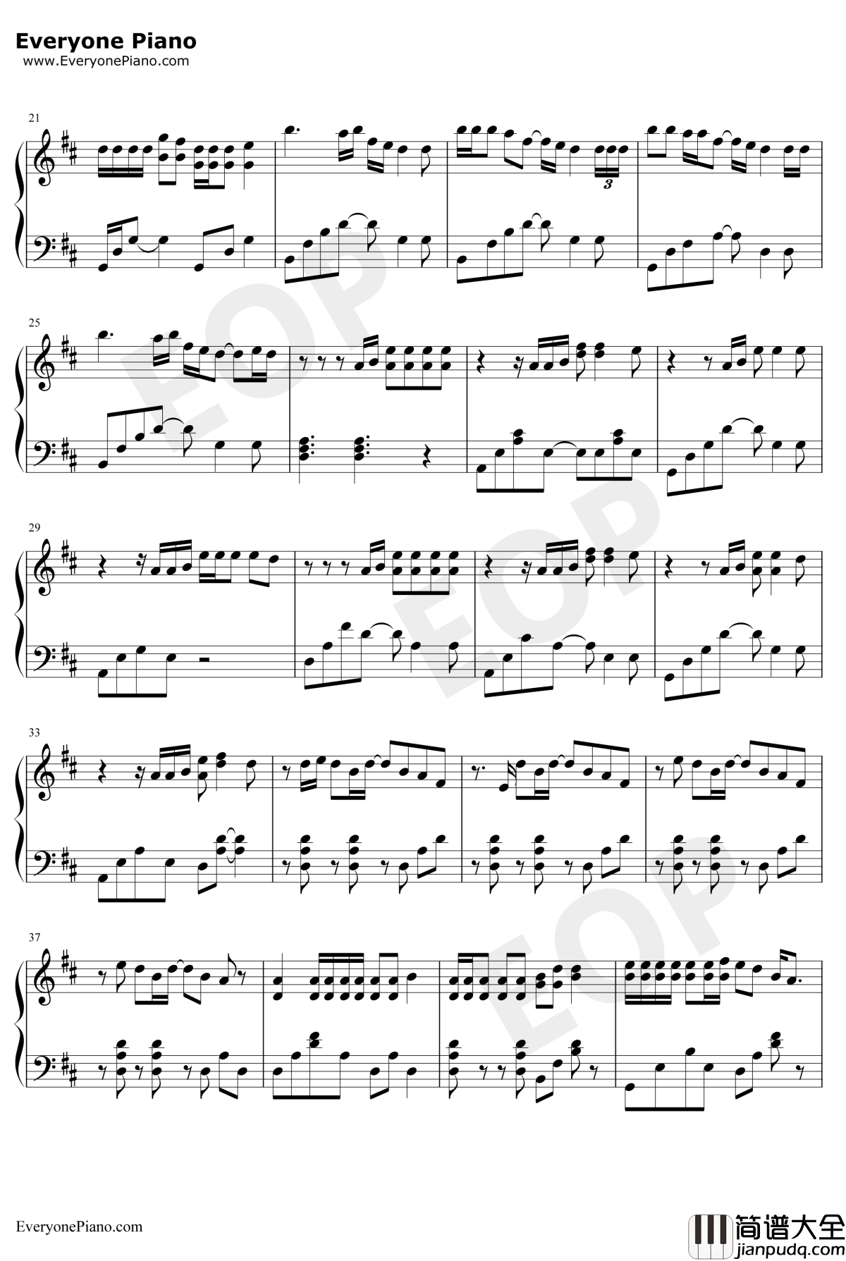 Sunflower钢琴谱_PostMaloneSwaeLee_蜘蛛侠平行宇宙插曲