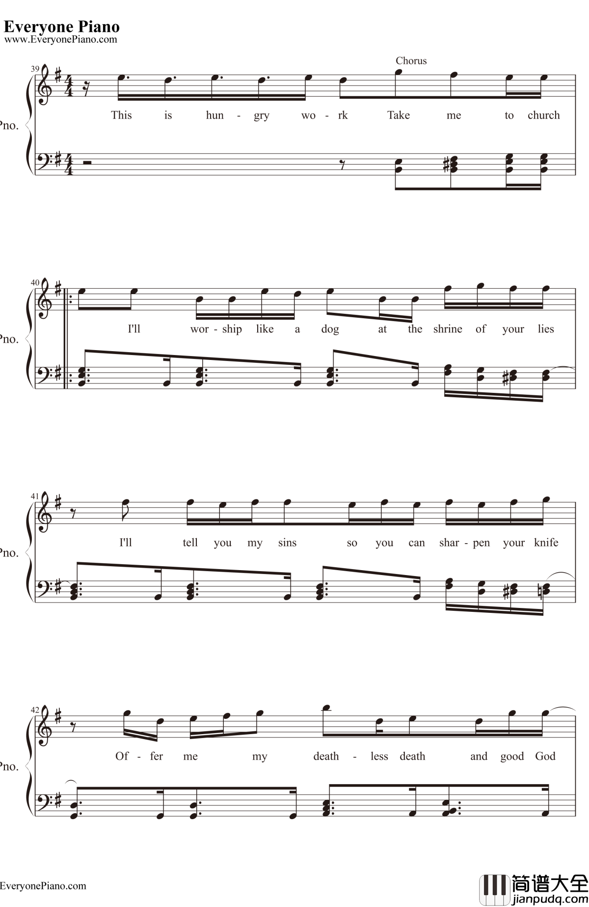 TakeMetoChurch钢琴谱_Hozier