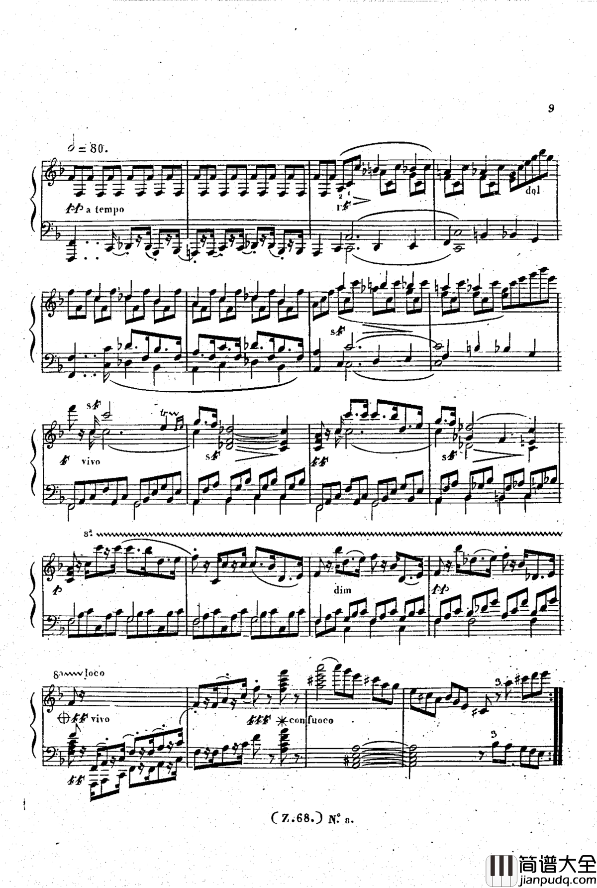 _d小调第六钢琴奏鸣曲_Op.124钢琴谱_车尔尼_Czerny