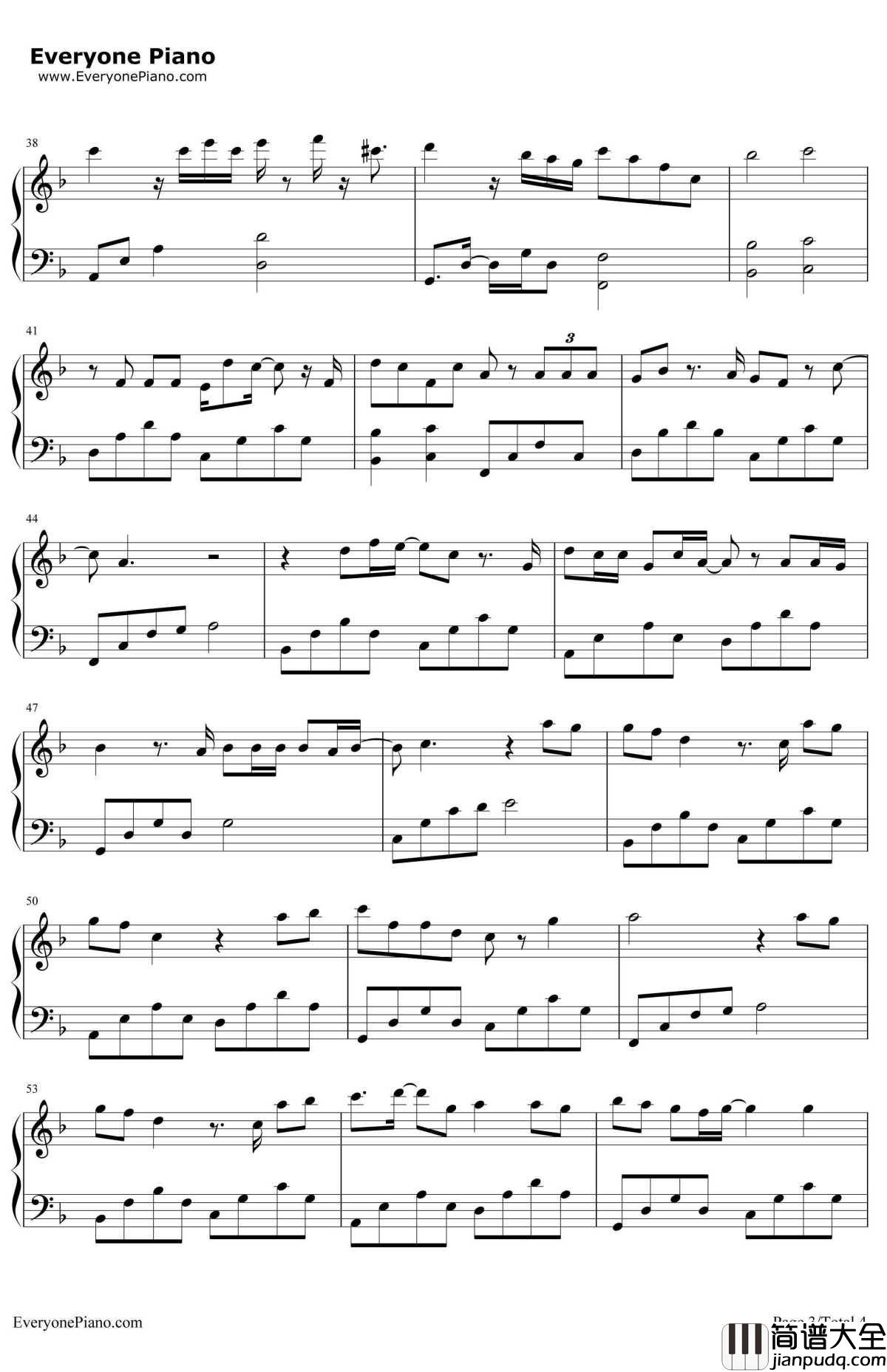 一定要幸福钢琴谱_张靓颖__咱们相爱吧_主题曲