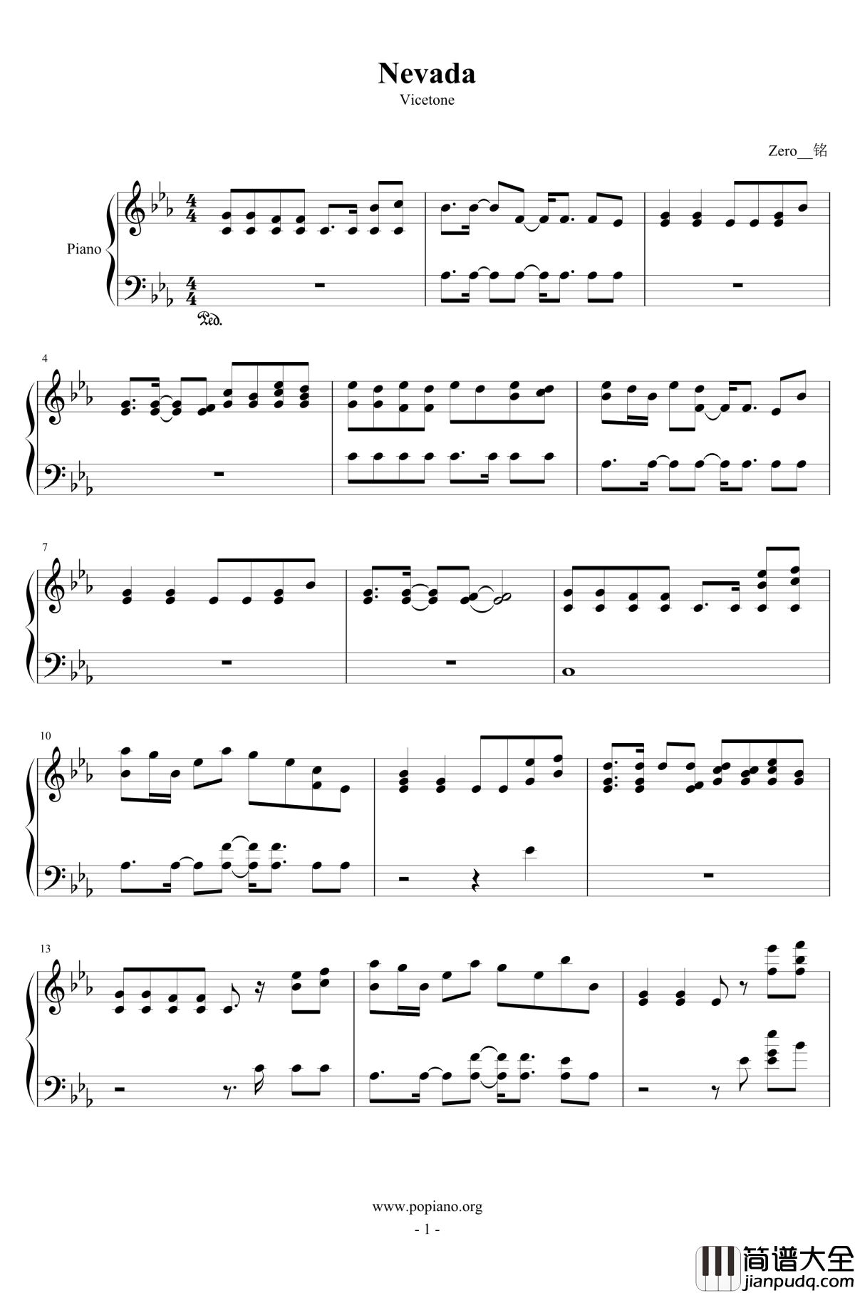 Nevada钢琴谱_伪黑乐谱_Vicetone