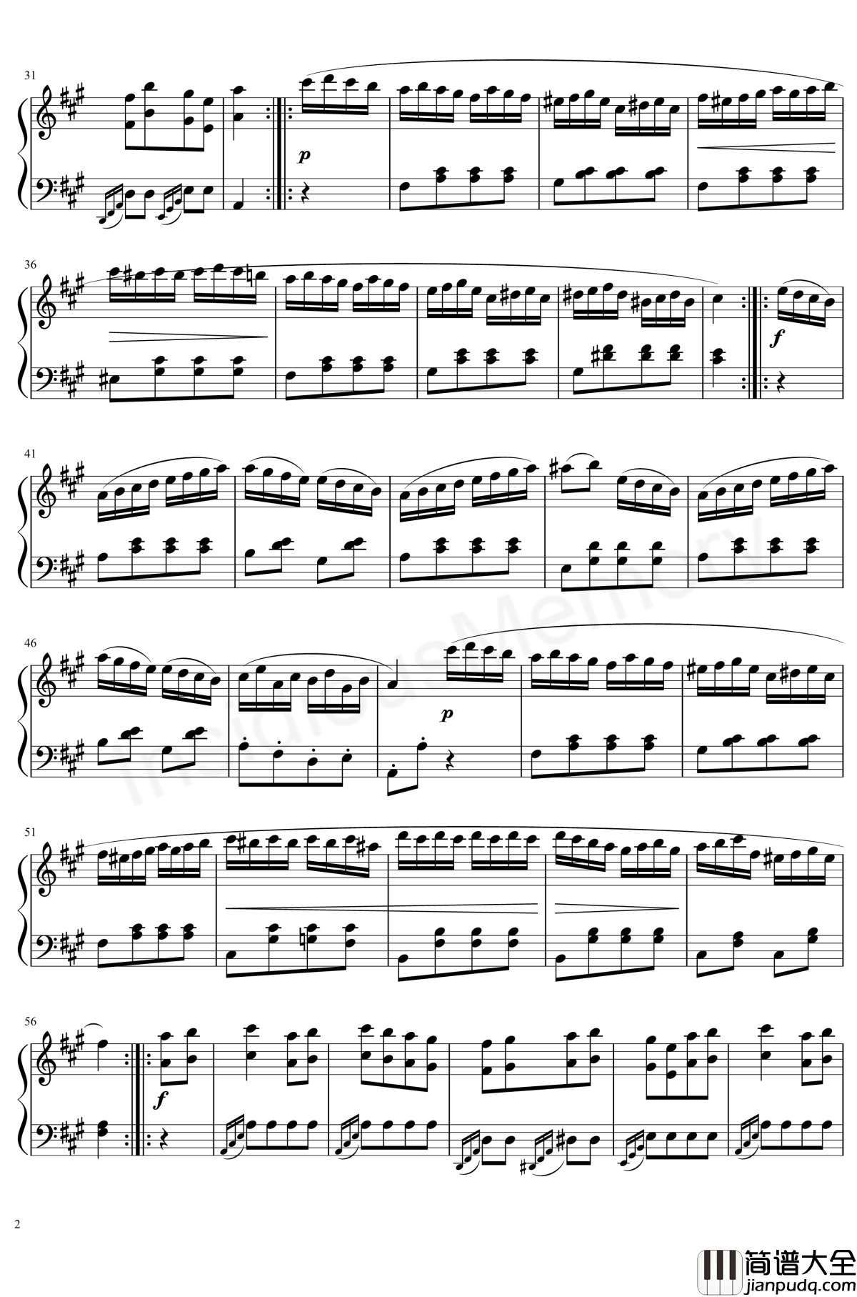 土耳其进行曲钢琴谱_莫扎特