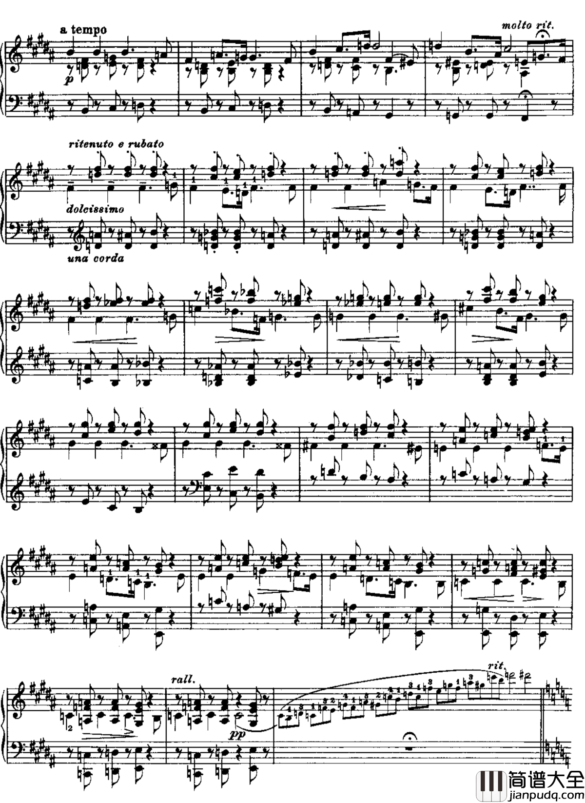 哭泣的行板S.173No.9钢琴谱_李斯特